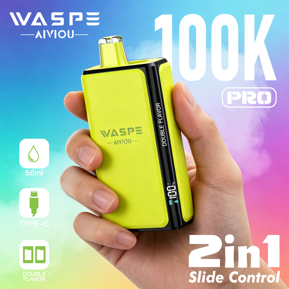 Wholesale Disposable Vape Waspe 100K PRO Puffs 2in1 Intelligent Smoke Double Flavors EUwarehouse