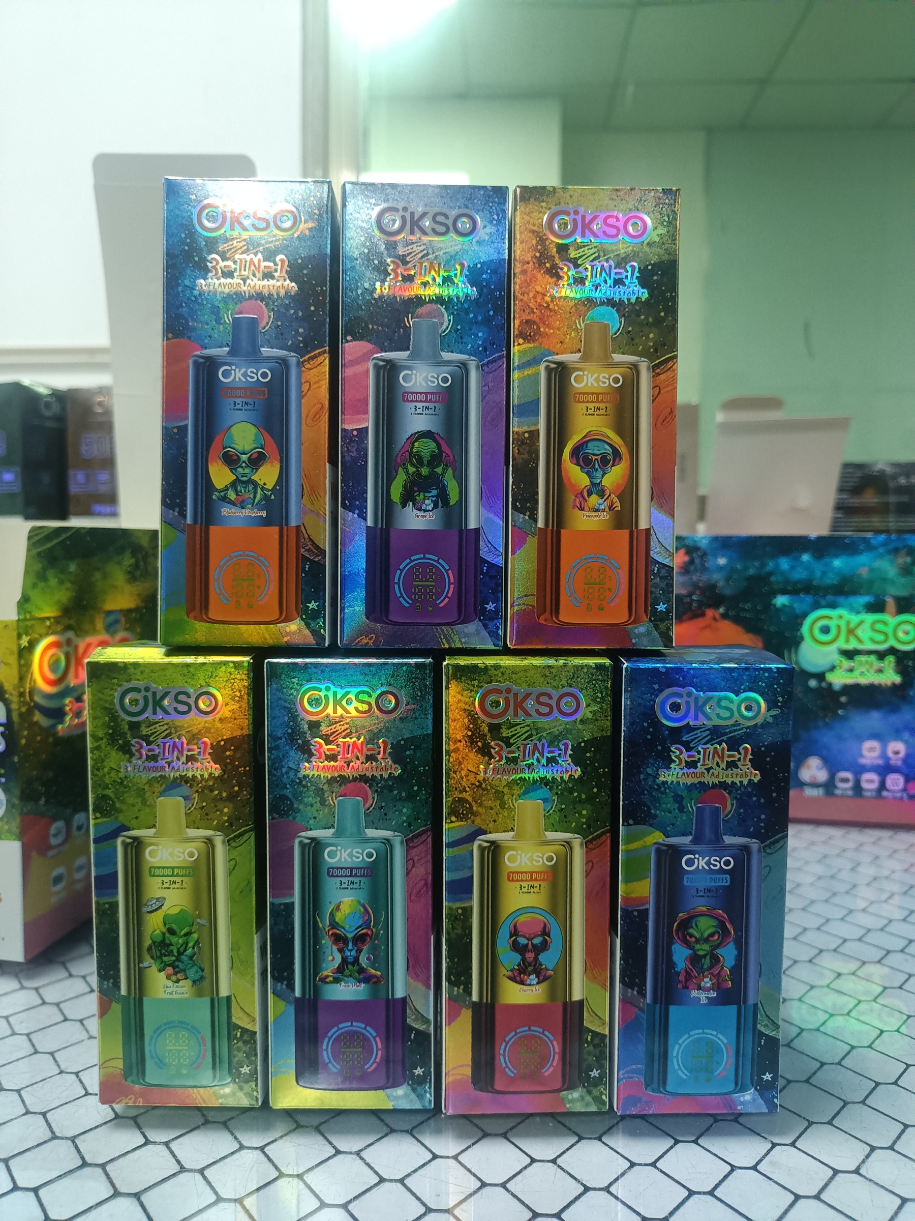 Okso 3in1 70K Puffs Disposable Vape 3in1 Flavors Vaper 70000 Puffs Disposable Vape Rechargeable Battery Electric Cigarette 70K Puff Vape Puffs