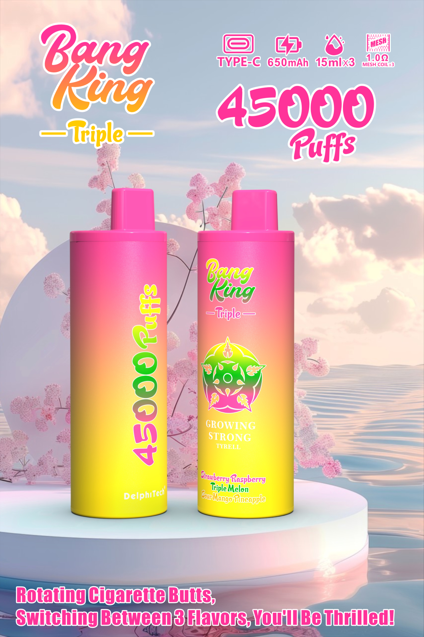 Bang King 45000 Puff Electronic Cigarette Wholesale I Vape 40000 35000 45000 Vaper 3 Flavor in 1 Disposable Vape E Cig