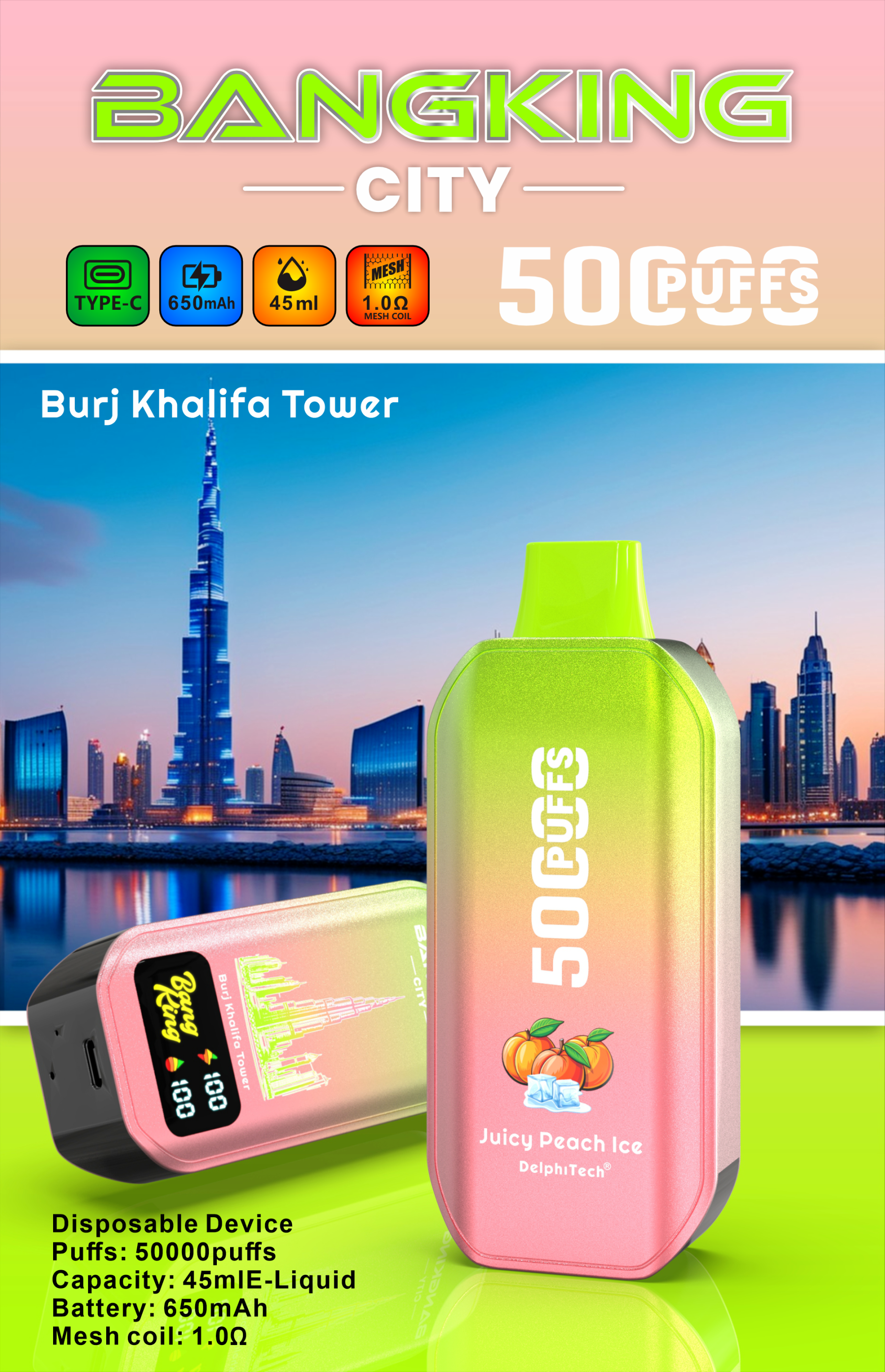 Bang 50000 Puffs Disposable Vape Electronic Cigarette 50K Double Flavor E Cig Wholesale EU Warehouse