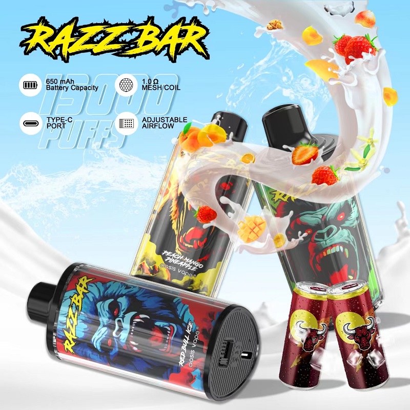 Razzbar 15K Puff Disposable Vape Pen E Cigarette 15000 Puffs Razz Bar Disposable Vape Tobacco