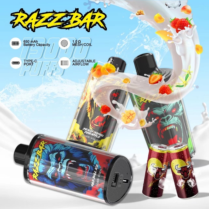 Razzbar 15K Puff Disposable Vape Pen E Cigarette 15000 Puffs Razz Bar Disposable Vape Tobacco