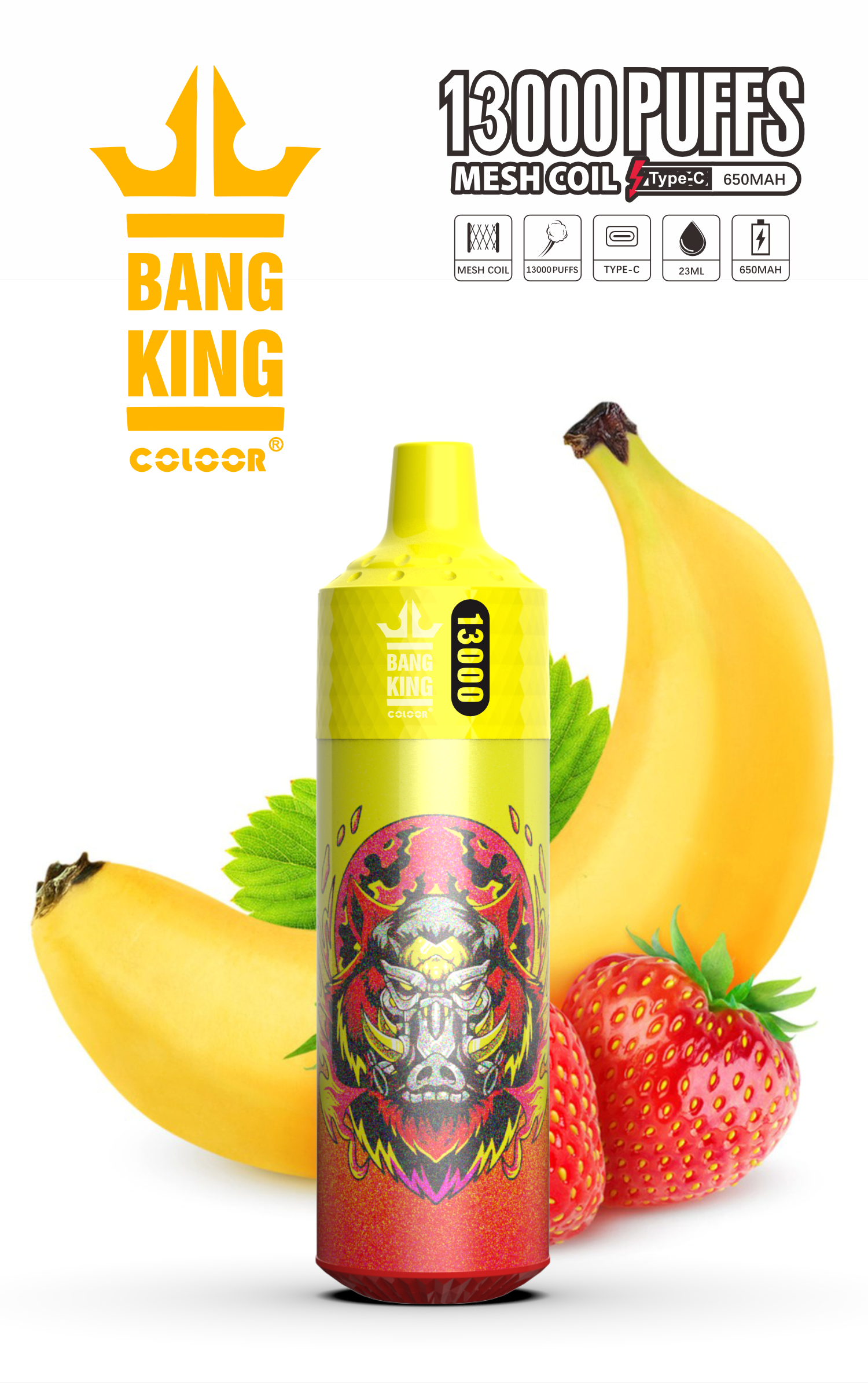 Bang king 13000 Puffs Disposable Vape Pen E Cigarette 650mah Rechargeable Battery 23ml Pod mesh dispose of puff Vape 