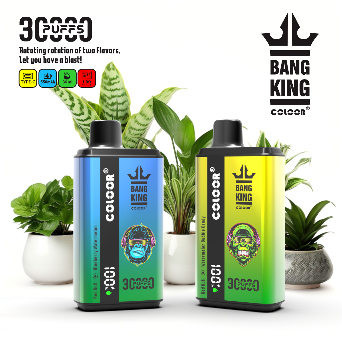 Original Bang 30000 30k 36ml Preloaded 650mAh Rechargeable Pen 0%2%3%5% disposable Intelligent display -Ecloudvaping
