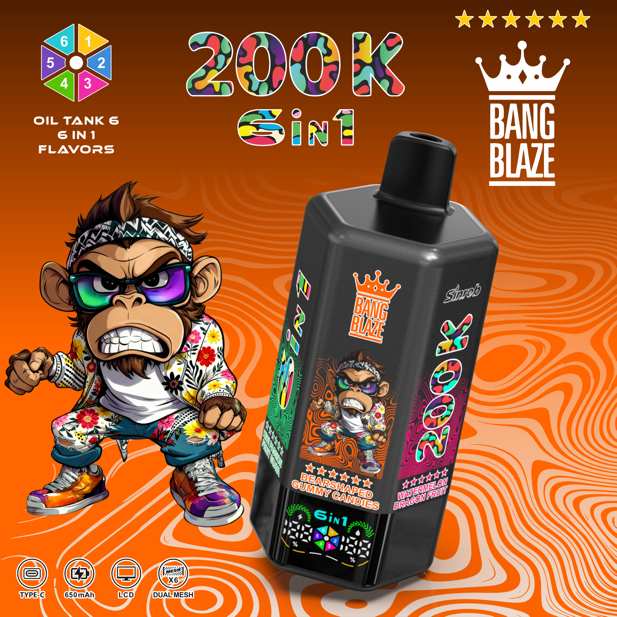 Bang Blaze 200K Puff E Cigarette Disposable Vape Wholesale Vape Mini E-Cigarette Vape Factory Mini E-Cigarette