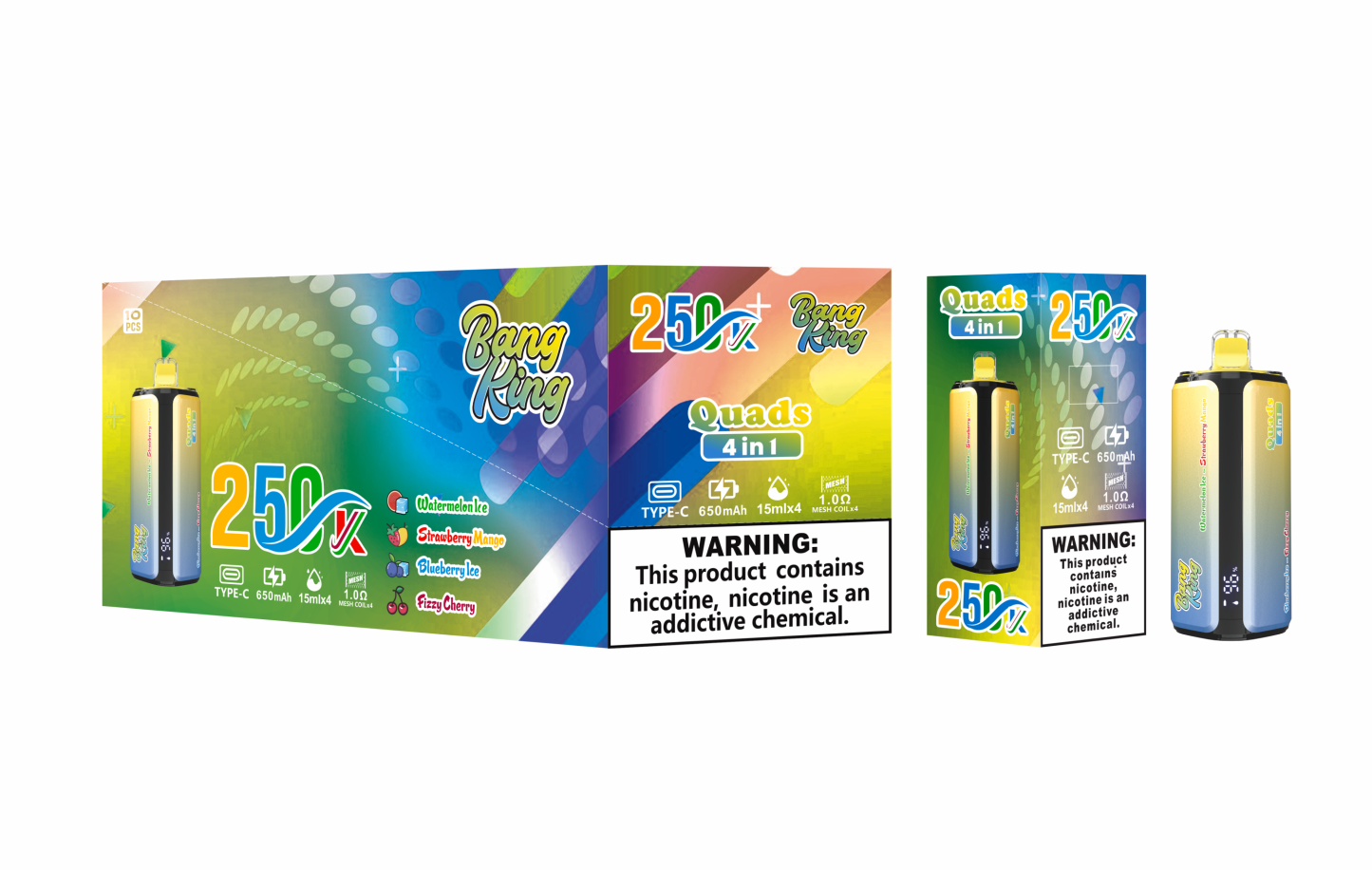 EU Warehouse Bang King Vape 4 in 1 250K Puff Vape 250000 Puff Disposable Vape Best Vape Disposable Vape 200K 300K Bang Ecigs Spain Germany Stock