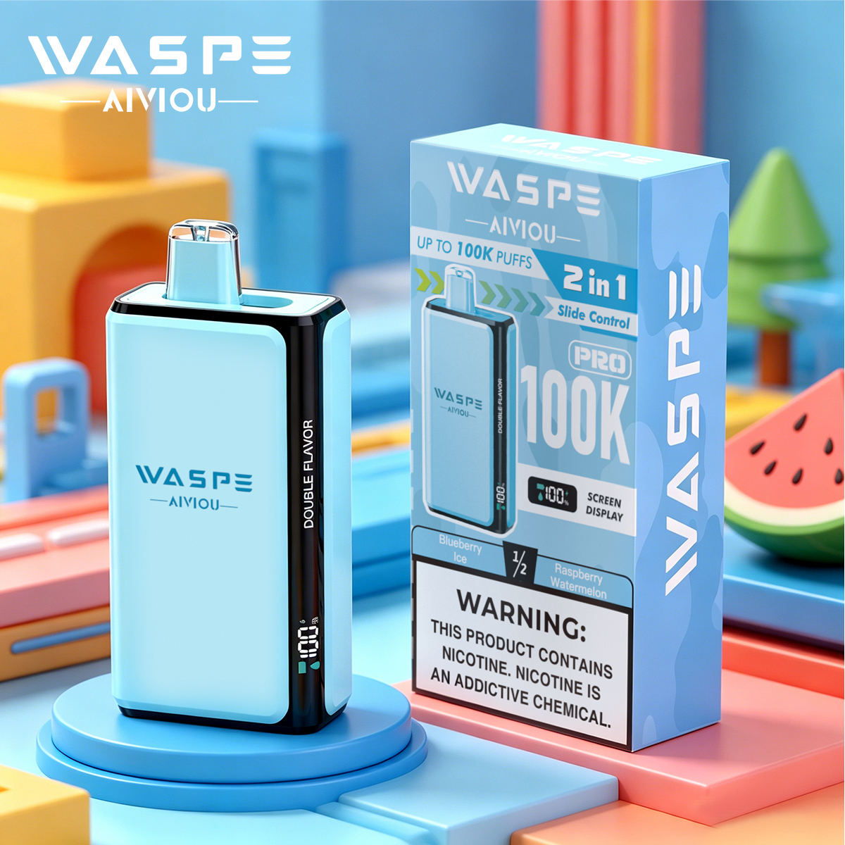 Wholesale Disposable Vape Waspe 100K PRO Puffs 2in1 Intelligent Smoke Double Flavors EUwarehouse
