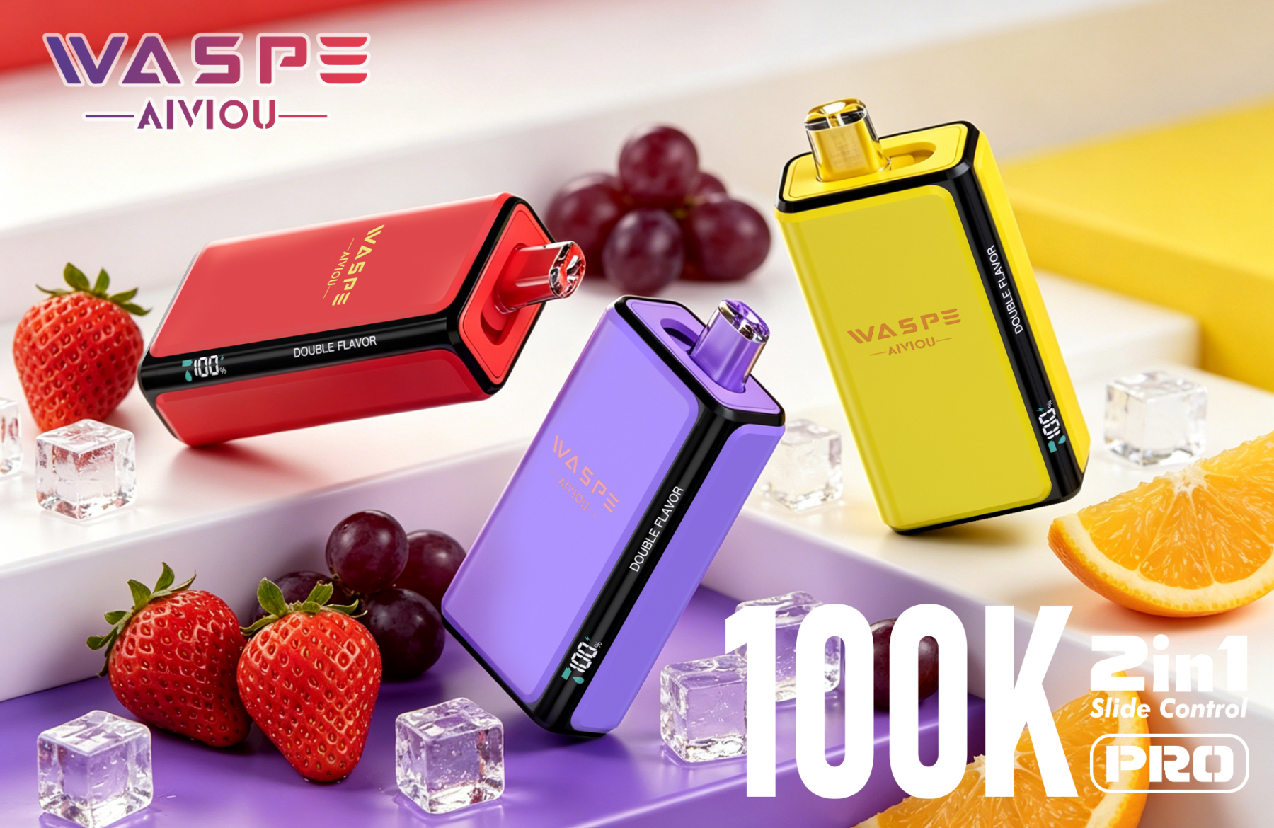 Wholesale Disposable Vape Waspe 100K PRO Puffs 2in1 Intelligent Smoke Double Flavors EUwarehouse