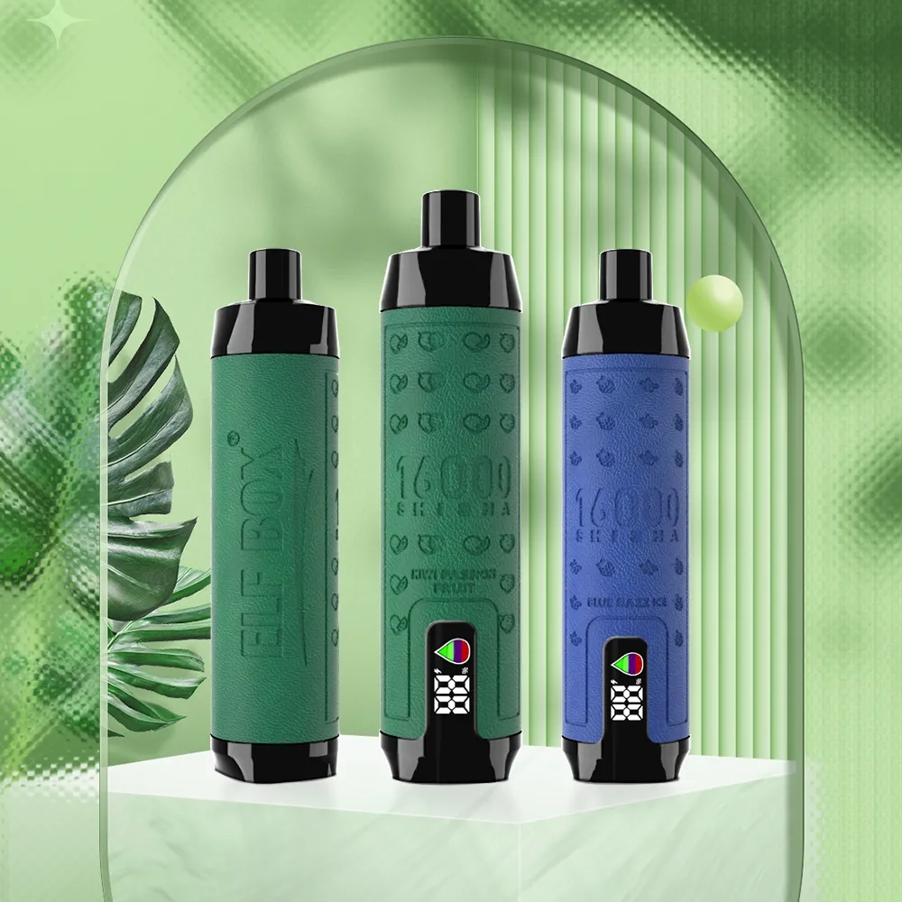  Original Elf Box Shisha 16000 Puffs Puff 16k Disposable Vape LED Display Mesh Coil DESIRE AL fakher crown bar Adjustable Airflow Pre-filled 28ml Rechargeable -Ecloudvaping