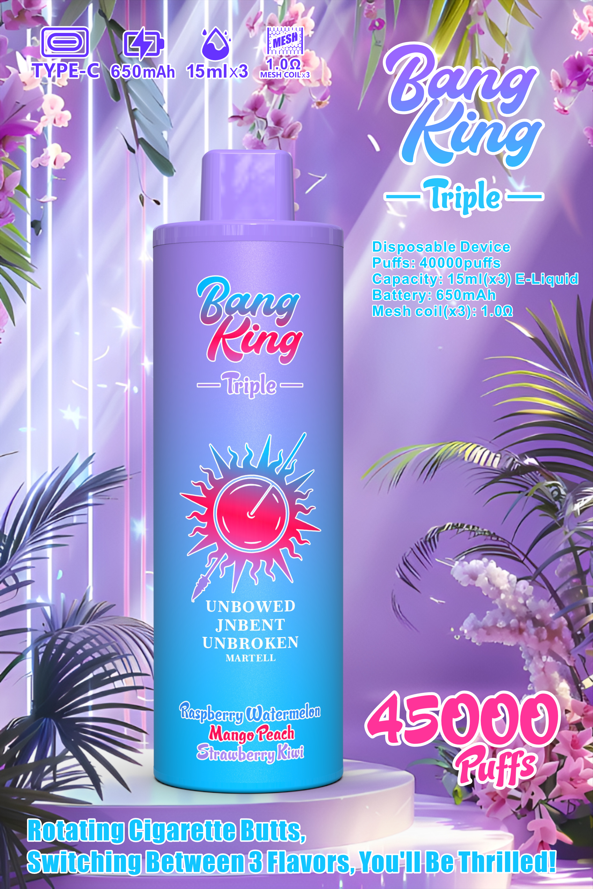 Bang King 45000 Puff Electronic Cigarette Wholesale I Vape 40000 35000 45000 Vaper 3 Flavor in 1 Disposable Vape E Cig