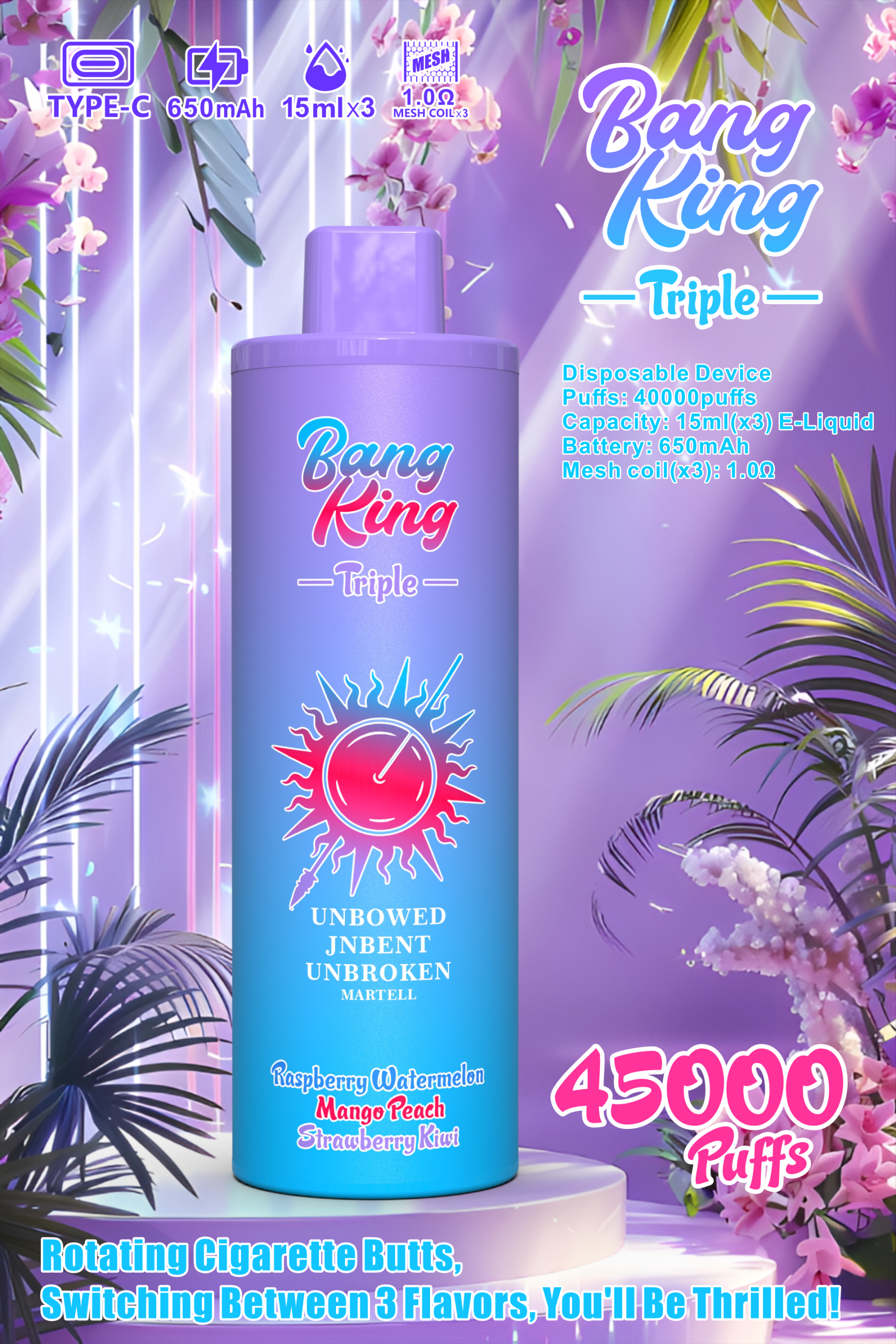 Bang King 45000 Puff Electronic Cigarette Wholesale I Vape 40000 35000 45000 Vaper 3 Flavor in 1 Disposable Vape E Cig