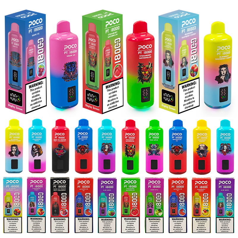 EU Warehouse Poco PT18000 Puffs 18000 Vapers Disposable Vape Pen E Cigarette Puff 18K Vape with Display Screen Wholesale Cigarette