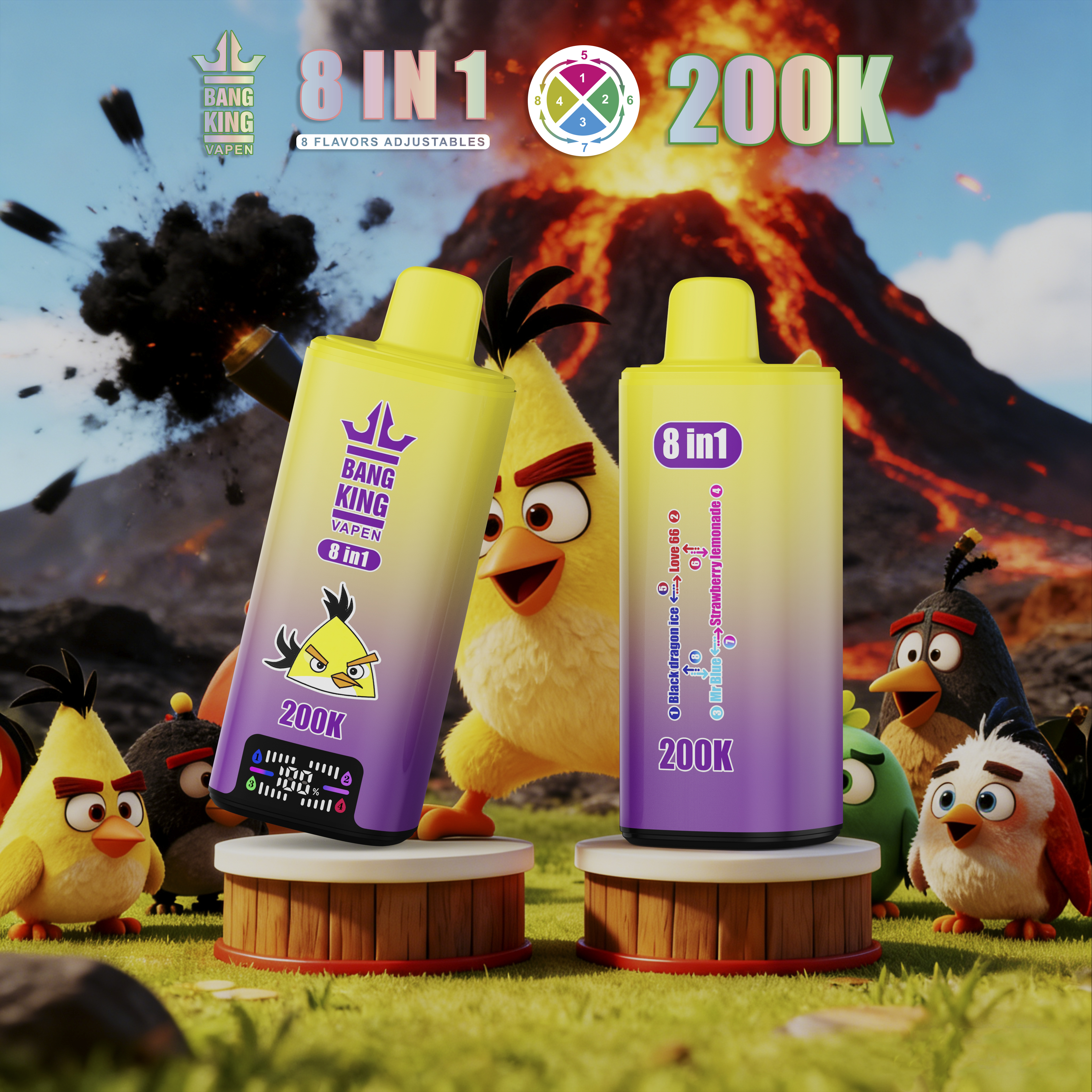 Bang King 200000 Puff Bar 8in1 Vaper 250K 200K 180K 150K 120K Nicotine Wholesale Disposable Electronic Cigarette Bang Blaze E Cig Vaper vapor Ecloudvaping