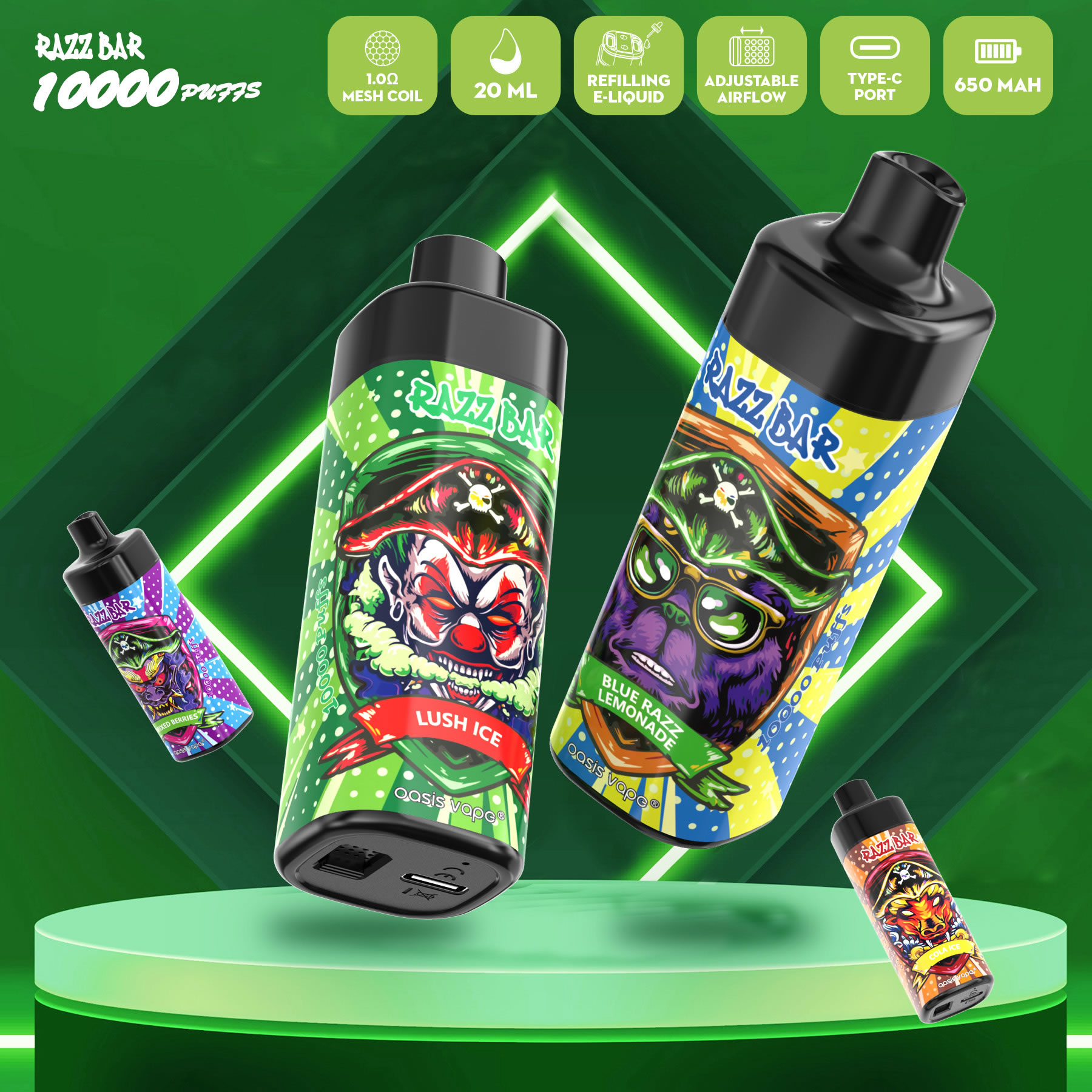 EU Warehouse Razzbar 10K Vaper Esmoke Vaporizer Wholesale I Vape Pen E Cigarette Puff Tornado 10000 Puff Razz Bar Electronic Cigarette Wholesale