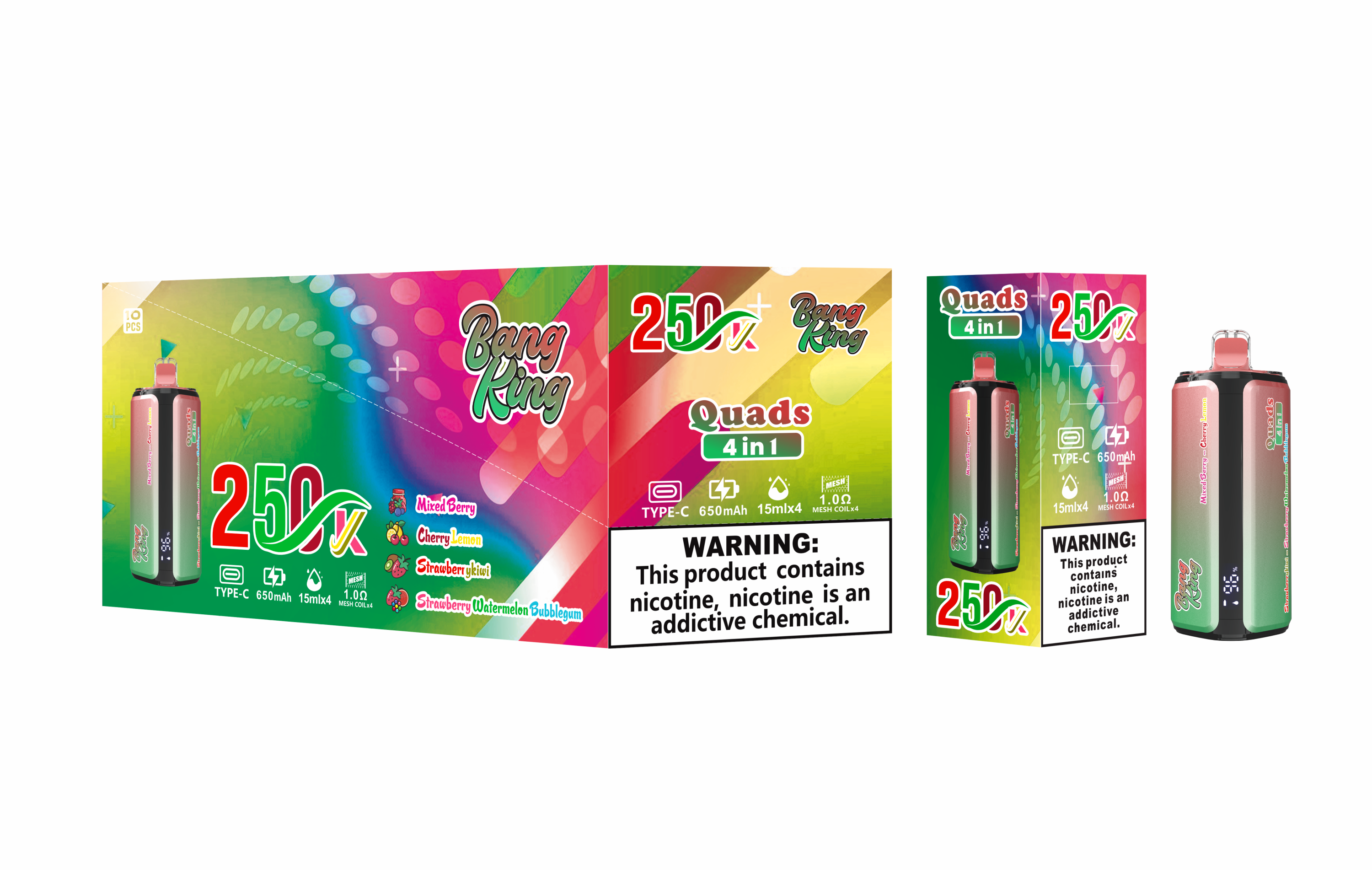 EU Warehouse Bang King Vape 4 in 1 250K Puff Vape 250000 Puff Disposable Vape Best Vape Disposable Vape 200K 300K Bang Ecigs Spain Germany Stock