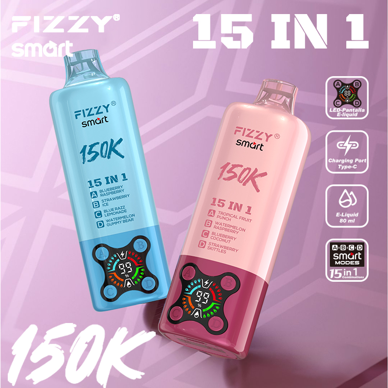 2026 Best Sales Fizzy 150000 80000 Puffs 150K 100K 80K 60K 50K Puff 15 in 1 6 in 1 4 in 1 Vape Bar 2% 5% Nicotine Wholesale Disposable E Cigarette Best Sales