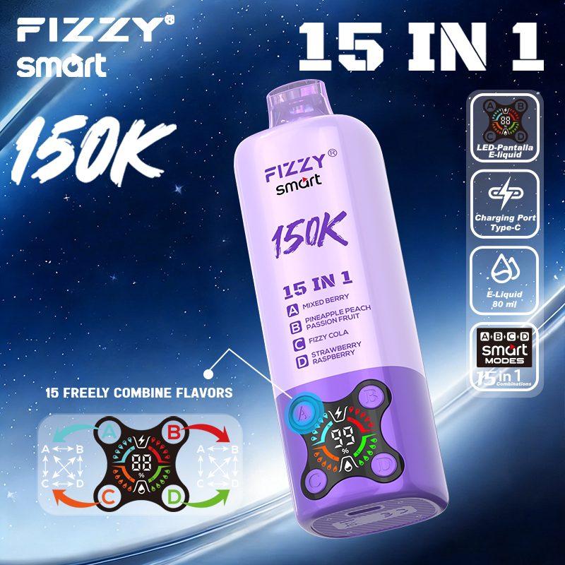 2026 Best Sales Fizzy 150000 80000 Puffs 150K 100K 80K 60K 50K Puff 15 in 1 6 in 1 4 in 1 Vape Bar 2% 5% Nicotine Wholesale Disposable E Cigarette Best Sales