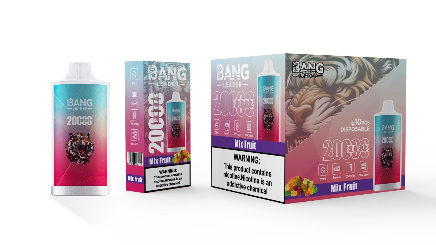  Bang Leader 20000 Disposable Rechargeable Electronic Cigarette Cheap Wholesale Price Hookah 20000 Puff Multiple Fruit Flavors