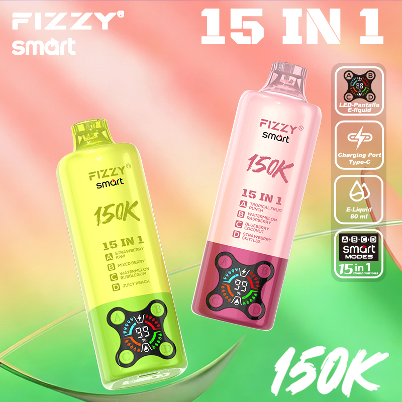 2026 Best Sales Fizzy 150000 80000 Puffs 150K 100K 80K 60K 50K Puff 15 in 1 6 in 1 4 in 1 Vape Bar 2% 5% Nicotine Wholesale Disposable E Cigarette Best Sales