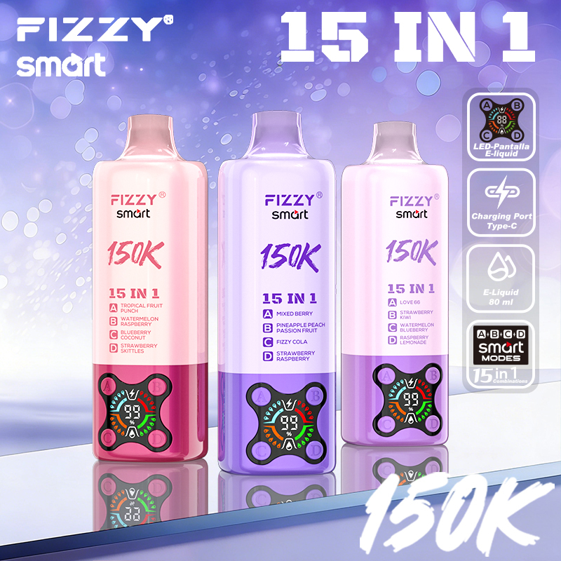 2026 Best Sales Fizzy 150000 80000 Puffs 150K 100K 80K 60K 50K Puff 15 in 1 6 in 1 4 in 1 Vape Bar 2% 5% Nicotine Wholesale Disposable E Cigarette Best Sales