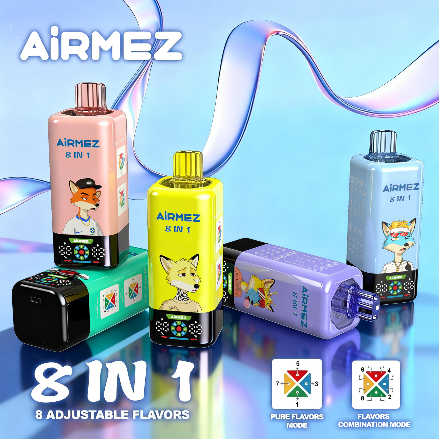 Airmez 160000 8in1 Puffs Vape Disposable Vape Wholesale Vape Disposable Electronic Cigarette Vape EU Wholesale Vape 80K 120K 140K 160K Puff