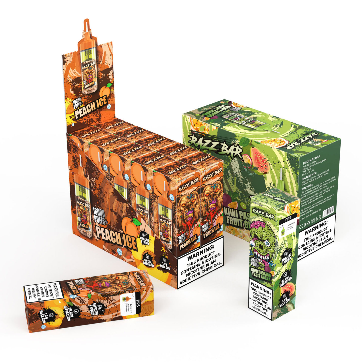 European Warehouse Razz Bar 16000 Puffs MOQ 50 Shipping Free Fill-Able Vape 20mg 50mg Nicotine E Cigarette Hot Europe Market