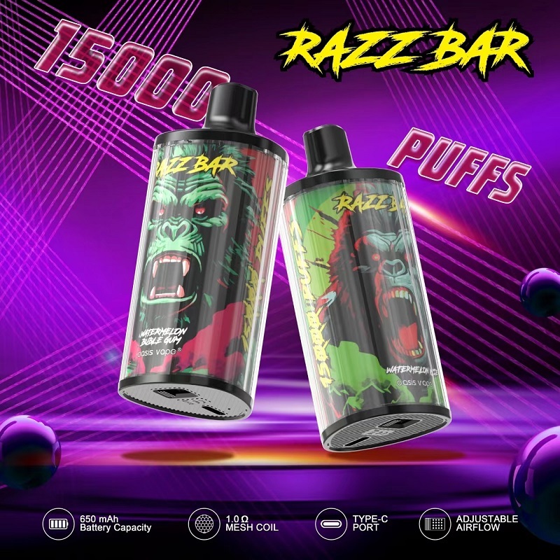 Razzbar 15K Puff Disposable Vape Pen E Cigarette 15000 Puffs Razz Bar Disposable Vape Tobacco