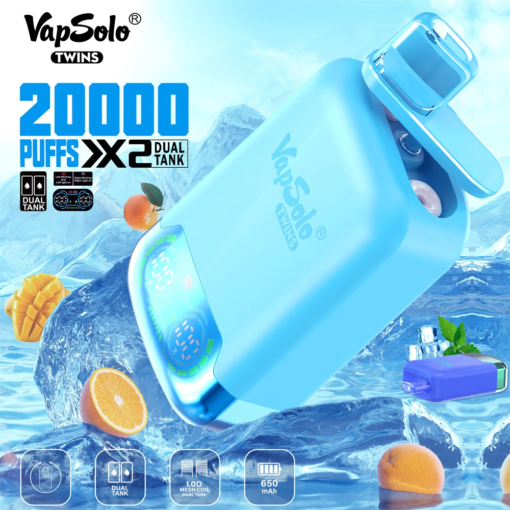 EU Warehouse Vapsolo 2024 Hot Sale 20000 Puff Dual Mesh Coil Dual Tank Vapes 20K Wholesale Cheap 650mAh Battery Display E Cigarette Disposable Vape