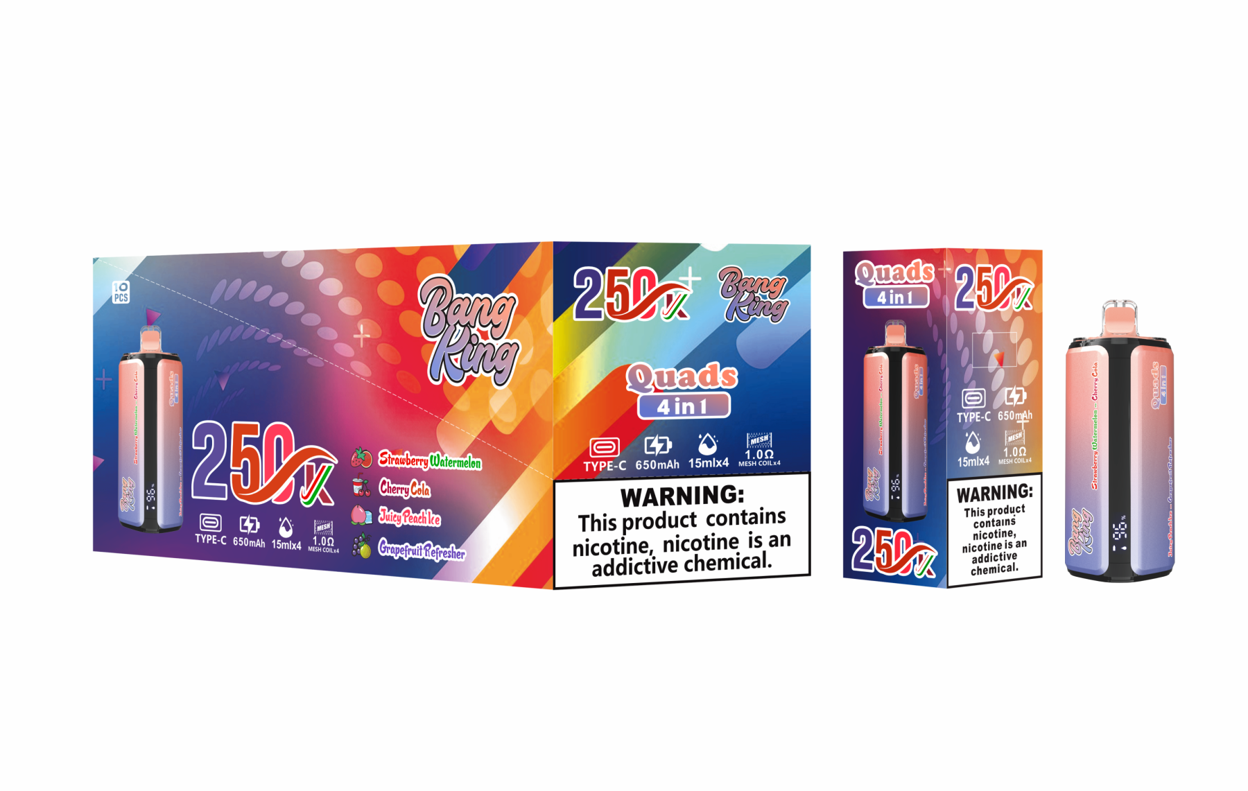 EU Warehouse Bang King Vape 4 in 1 250K Puff Vape 250000 Puff Disposable Vape Best Vape Disposable Vape 200K 300K Bang Ecigs Spain Germany Stock