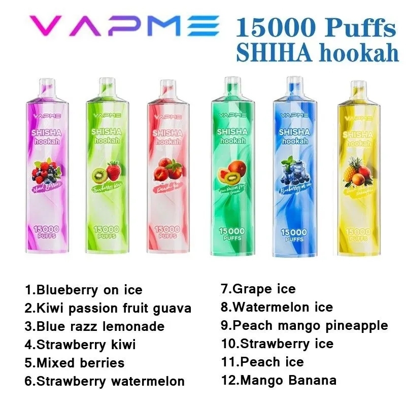 Original VAPME SHISHA Hookah 15000 Puffs Disposable Vape 0.6ohm Coil 650mAh Rechargeable Battery 25ml Prefilled Pod 12 Flavors E Cigarettes-Ecloudvaping