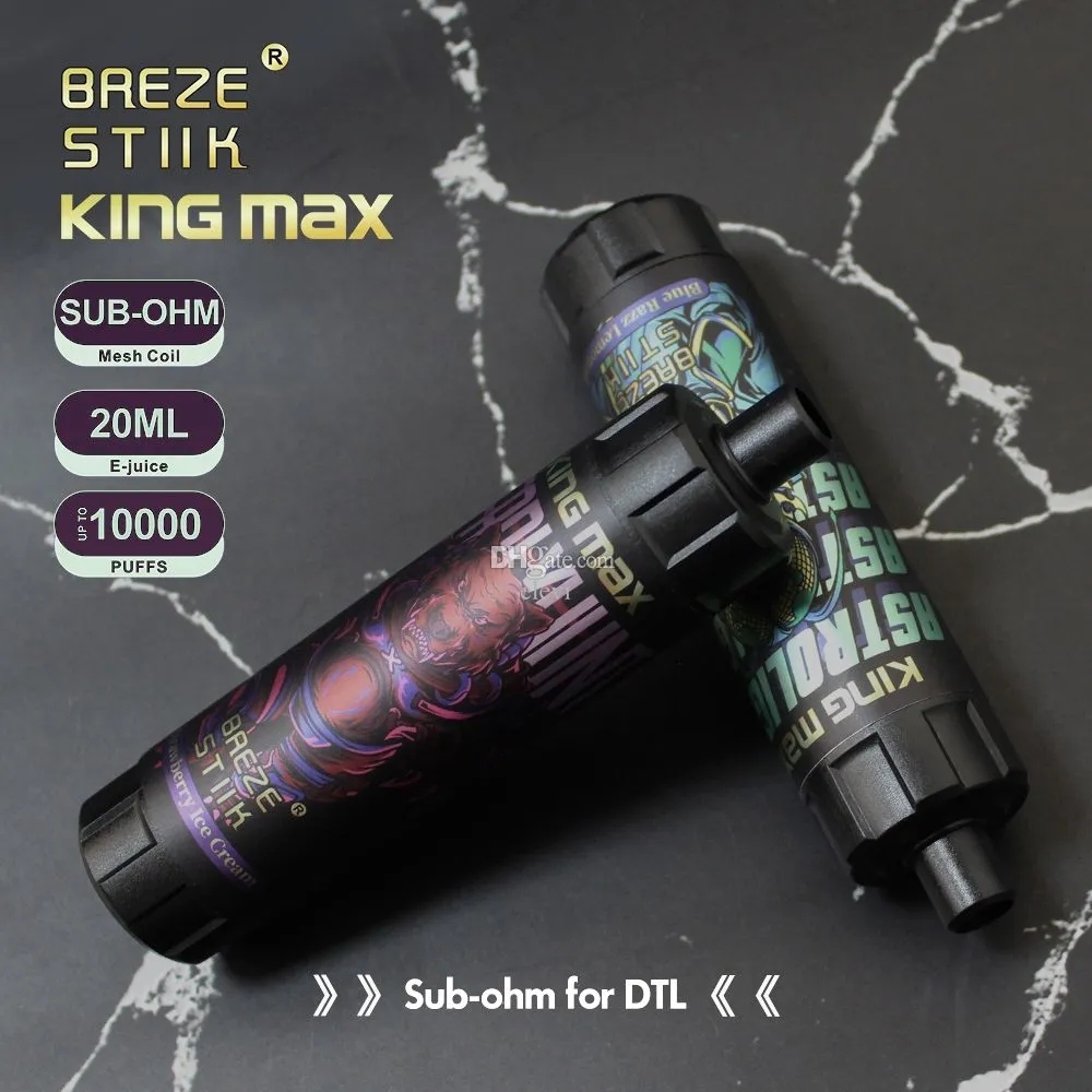 100% Original Breze Stiik King max 10000 Puffs 1OK Pods 20ml Pods With Rechargeable 850mah Rechargable Battery10k Disposable Vape Pen Pod Ecigs-Ecloudvaping
