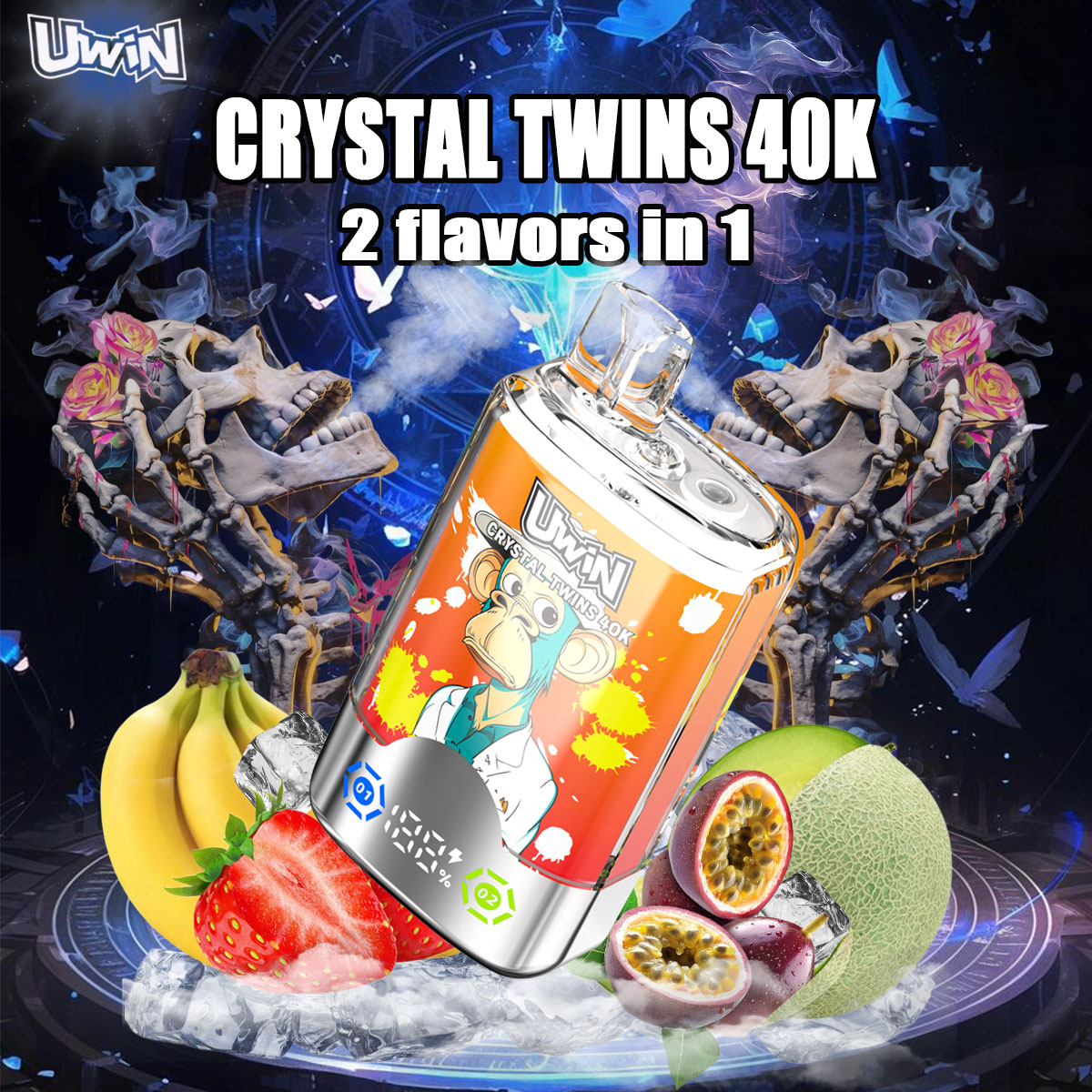 Uwin Twins Crystal 40K Puffs Bood Bottle D1 Storm X Music 40000 Puff Monvaper 30000 Video Bar Disposable Vape