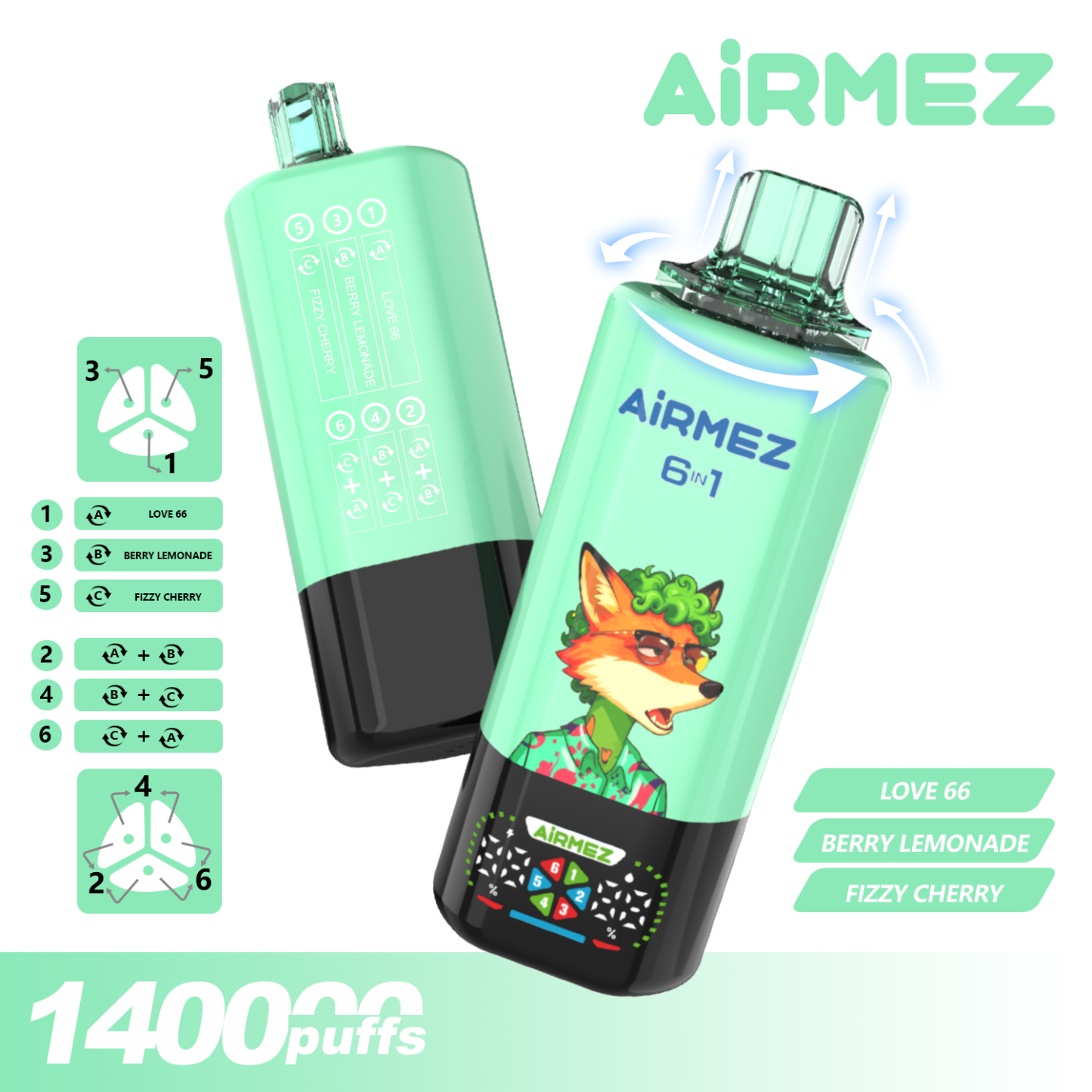 Disposable E-Cigarette Airmez Germany Poland Warehouse 6 in 1 Airmez 140K 140000 Puffs Electric Cigarette Vape 120K 110K 100K Puffs Wholesale I Vape
