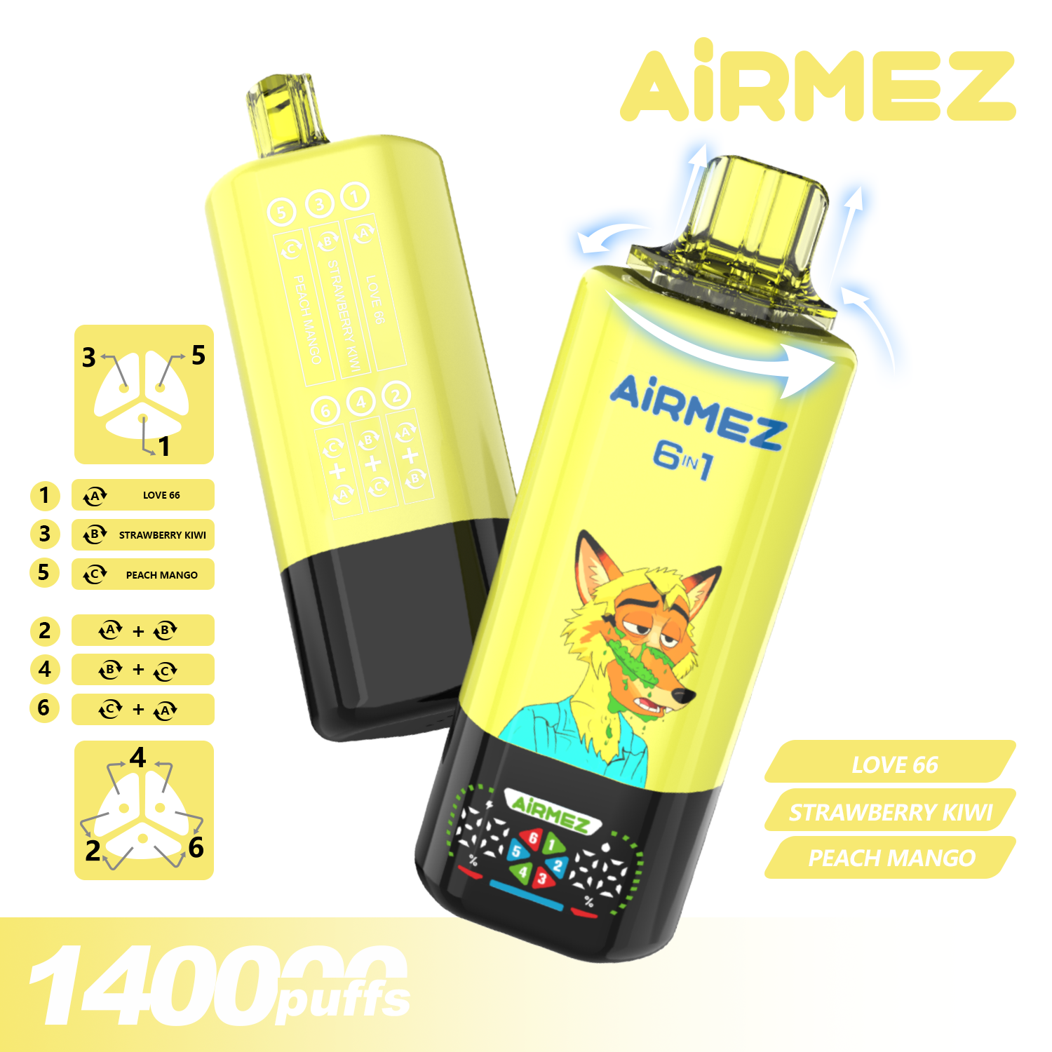 Disposable E-Cigarette Airmez Germany Poland Warehouse 6 in 1 Airmez 140K 140000 Puffs Electric Cigarette Vape 120K 110K 100K Puffs Wholesale I Vape