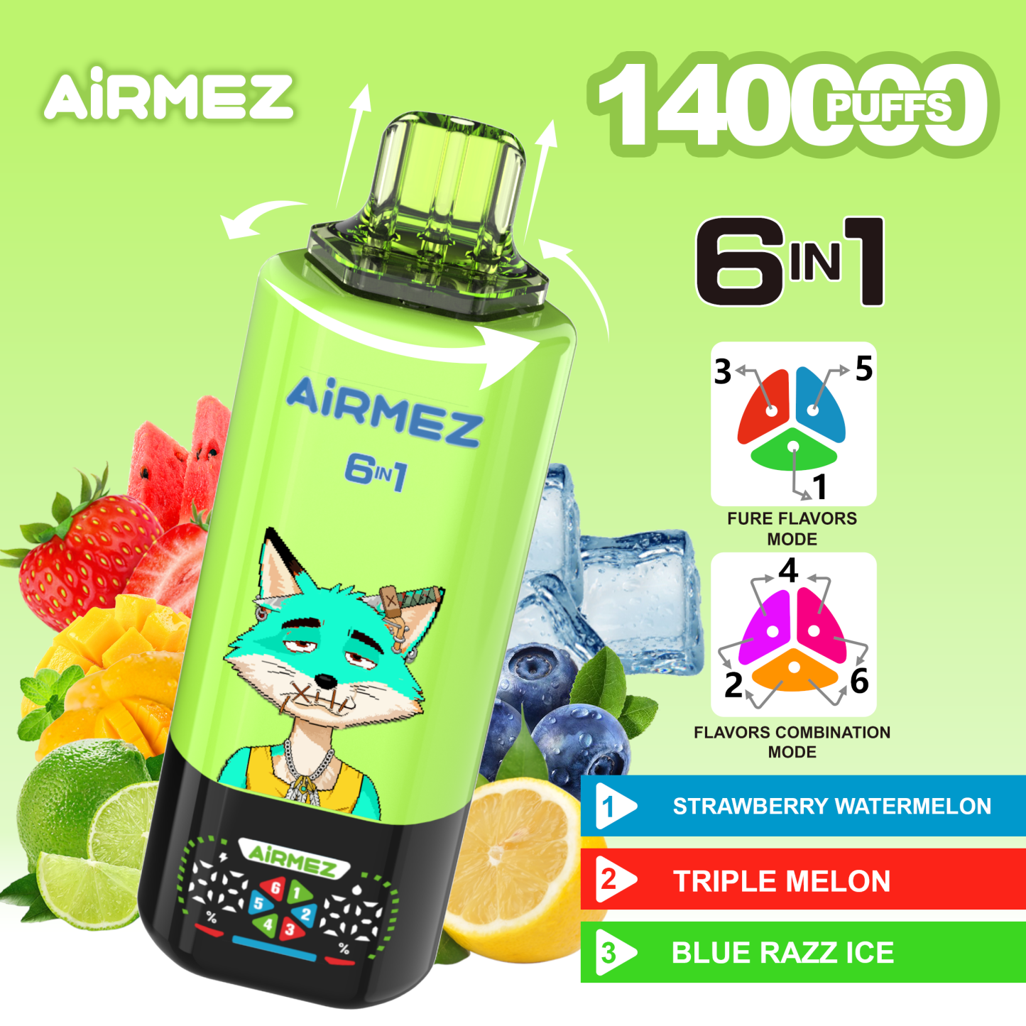 Disposable E-Cigarette Airmez Germany Poland Warehouse 6 in 1 Airmez 140K 140000 Puffs Electric Cigarette Vape 120K 110K 100K Puffs Wholesale I Vape