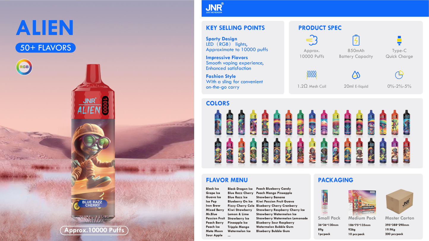  JNR Alien 10000 Puffs OEM Hot Sell Disposable Vape Puff Bar Randm 9000I Vape