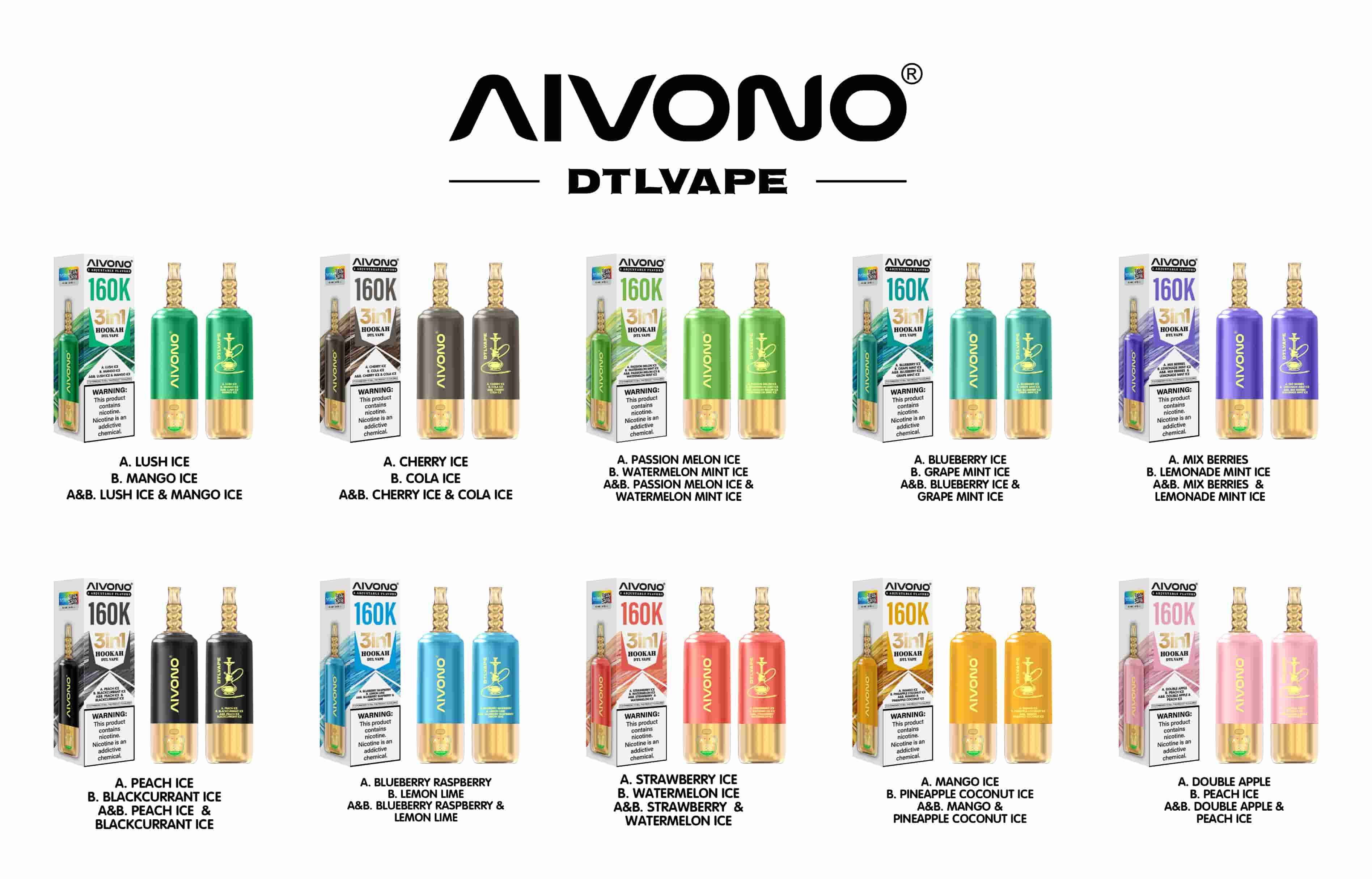 AIVONO AVN DTLVAPE 3IN1 160k Disposable Vape