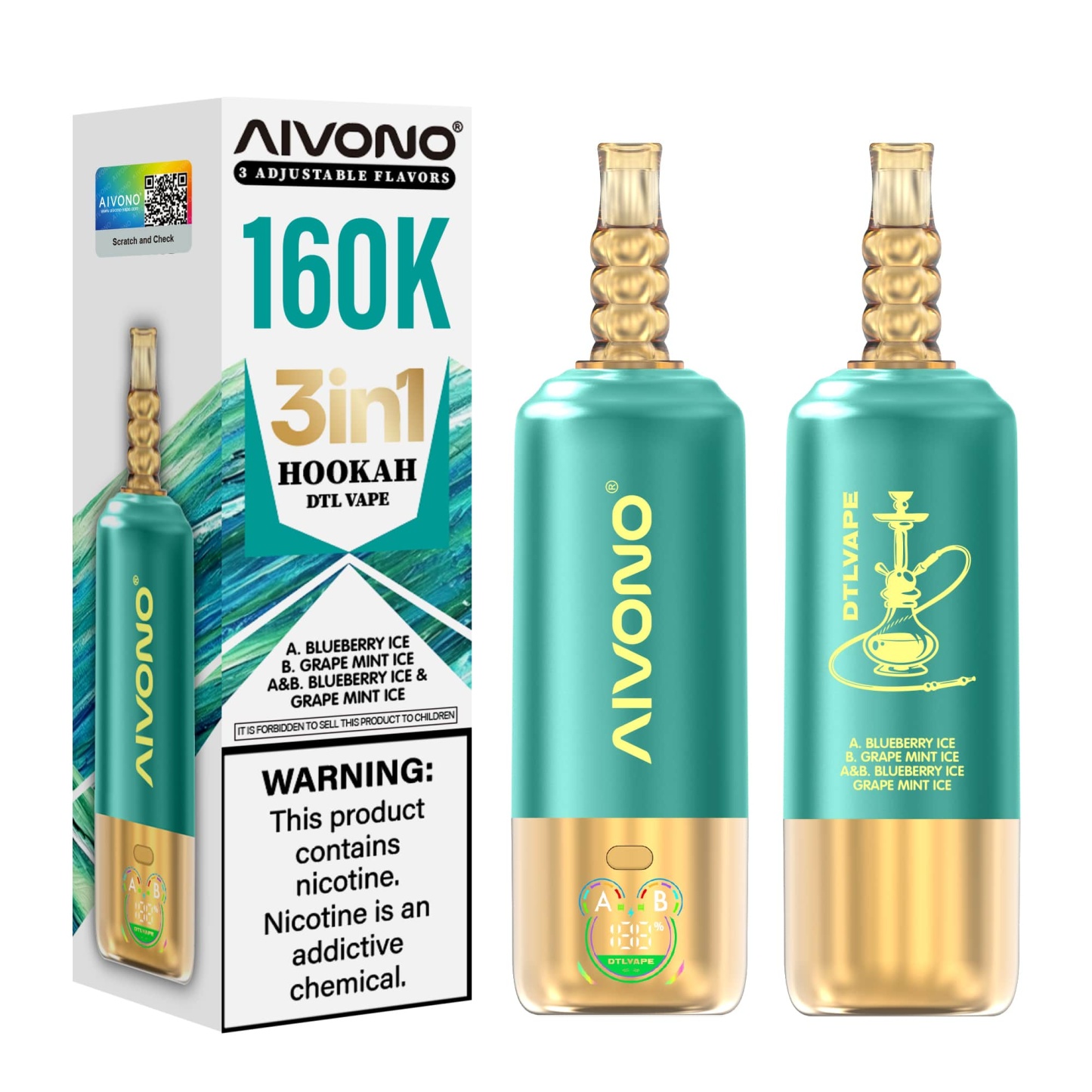 AIVONO AVN DTLVAPE 3IN1 160k Disposable Vape
