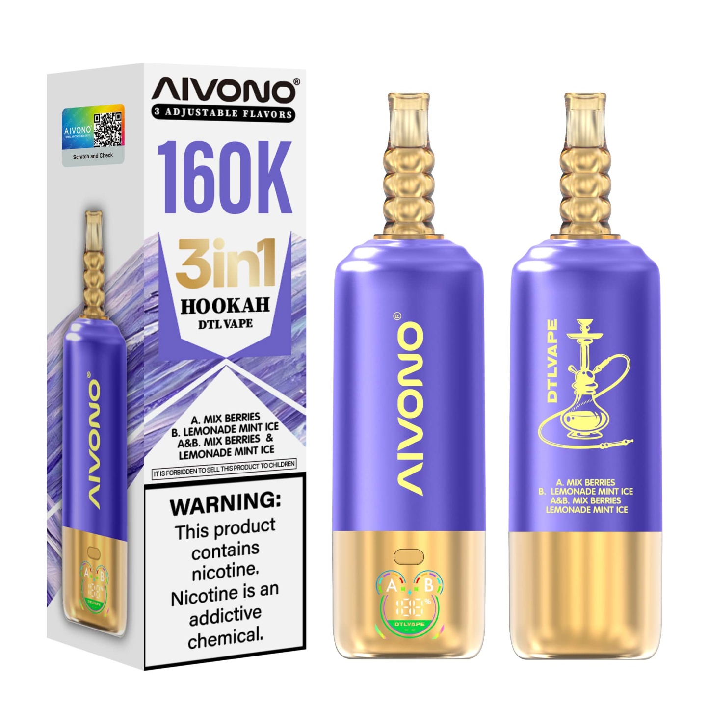AIVONO AVN DTLVAPE 3IN1 160k Disposable Vape