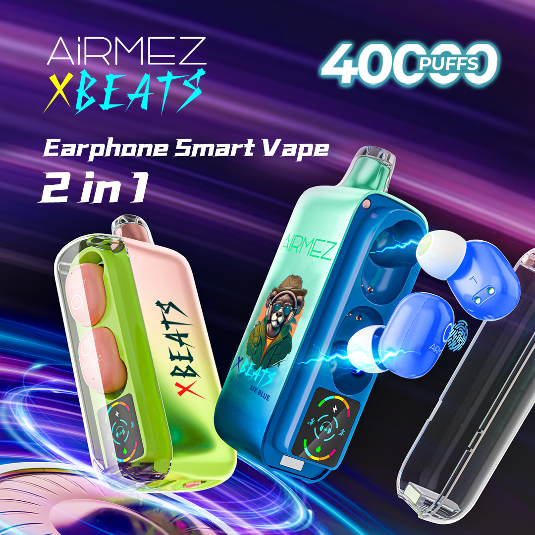 EU Warehouse High Quality Vape Airmez Xbeat Earphone Vaper 40000 Puff 40K Smart E Cigarette Pod Wholesale Rechargeable Video Disposable Vape Poland