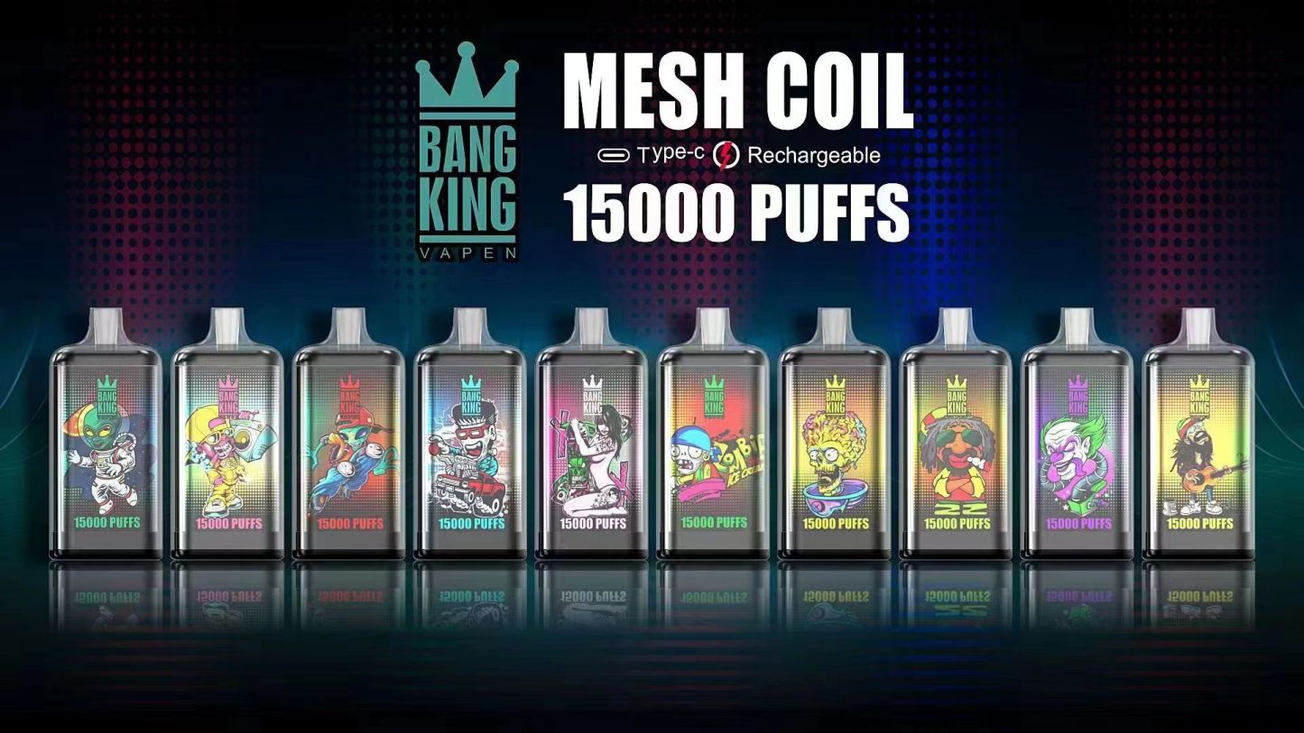 Orginal Bang King 15000 Puff 15k Disposable 650mah Vapes Pen E Cigarette 0% 2% 3% 5% Vaporizer Rechargeable 13450mAh Battery Prefilled 25ml Mesh Coil 20Flavors-Ecloudvaping