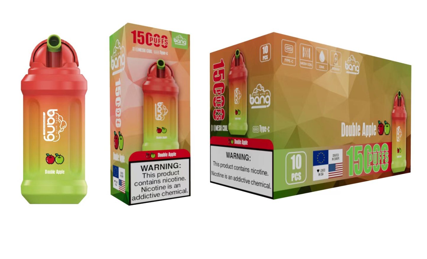 Authentic Bang15000 Puffs Disposable Vapes Pen 15k E Cigarette 0% 2% 3% 5% Level Vaporizer 650mAh Rechargeable Mesh Coil 23ml Pre-filled Pod 20 flavor-Ecloudvaping