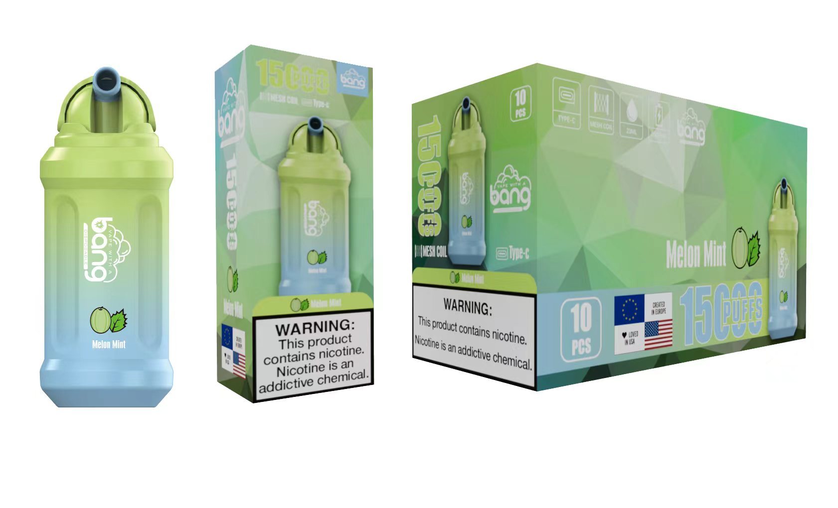 Authentic Bang15000 Puffs Disposable Vapes Pen 15k E Cigarette 0% 2% 3% 5% Level Vaporizer 650mAh Rechargeable Mesh Coil 23ml Pre-filled Pod 20 flavor-Ecloudvaping