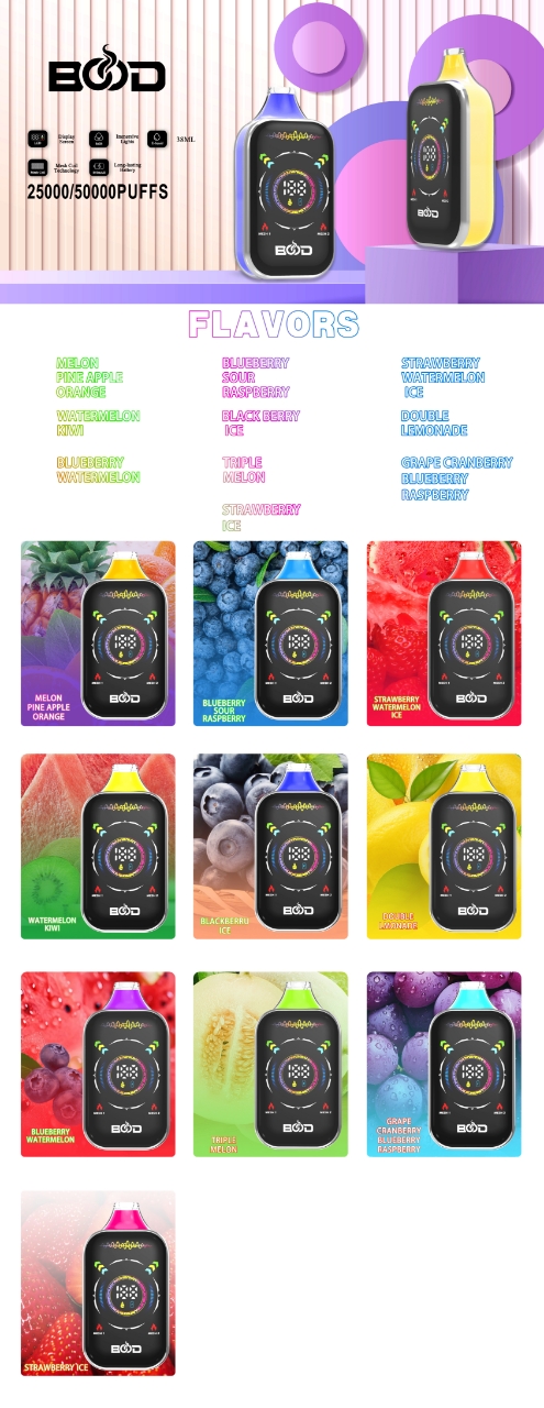 Bood Pulse PRO50000 Puffs 25K/50K Disposable Electronic Cigarette LED Display 10flavor Factory Sel