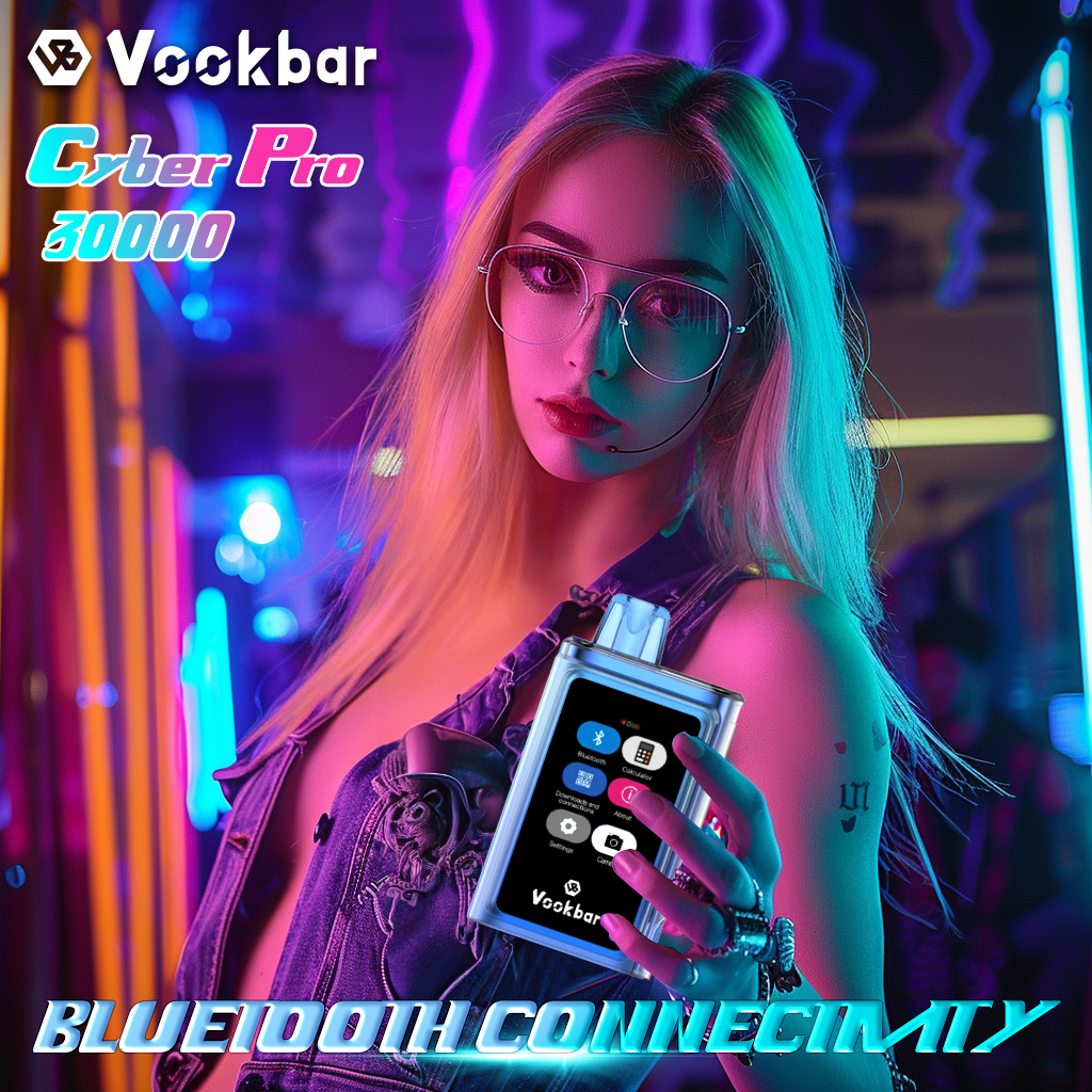  Vookbar Cyber PRO 30000 Puffs Vape 30KDual Mesh Coil Bluetooth Touch Display Screen E-Cig Fruit Flavor 0%/2%3%/5% Vape Pen