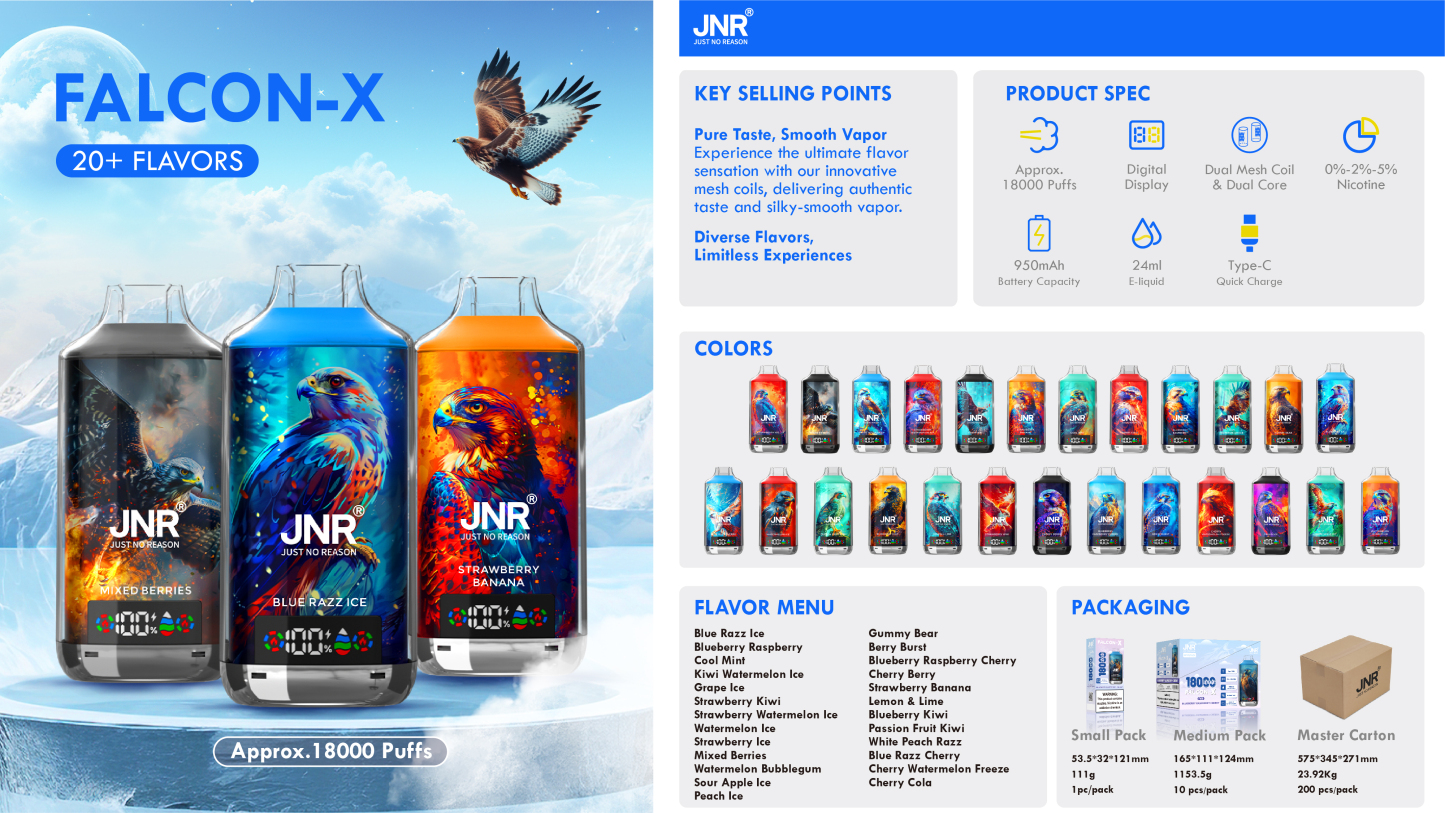 Falcon X 18000puff Disposable Vape Zpod Desechable Nex Pod 20K Space Mary Monster Disposal Vapes