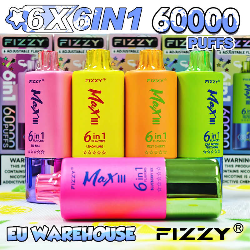  Fizzy Max III 60K 60000 Puff Triple Flavors 6 in 1 Vape 50K 40K 30K Puff Solo Triple Vape 30K Disposable Vape