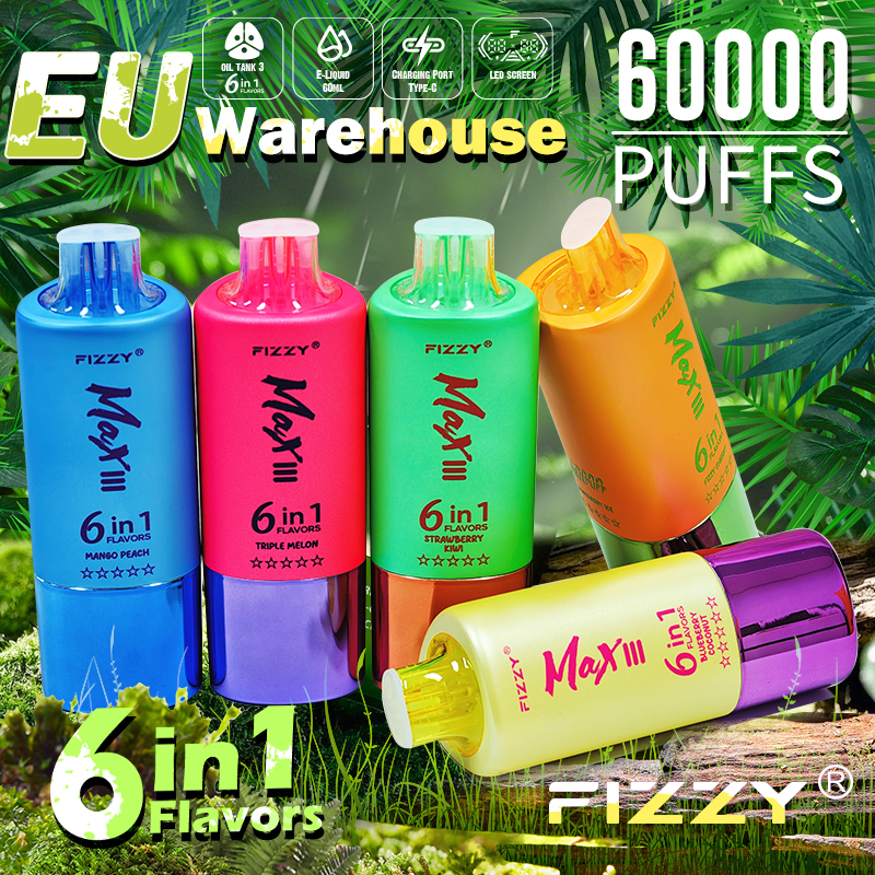  Fizzy Max III 60K 60000 Puff Triple Flavors 6 in 1 Vape 50K 40K 30K Puff Solo Triple Vape 30K Disposable Vape