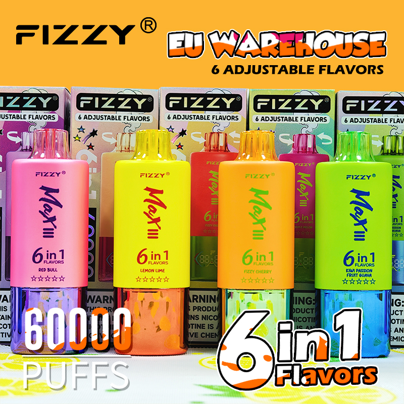  Fizzy Max III 60K 60000 Puff Triple Flavors 6 in 1 Vape 50K 40K 30K Puff Solo Triple Vape 30K Disposable Vape