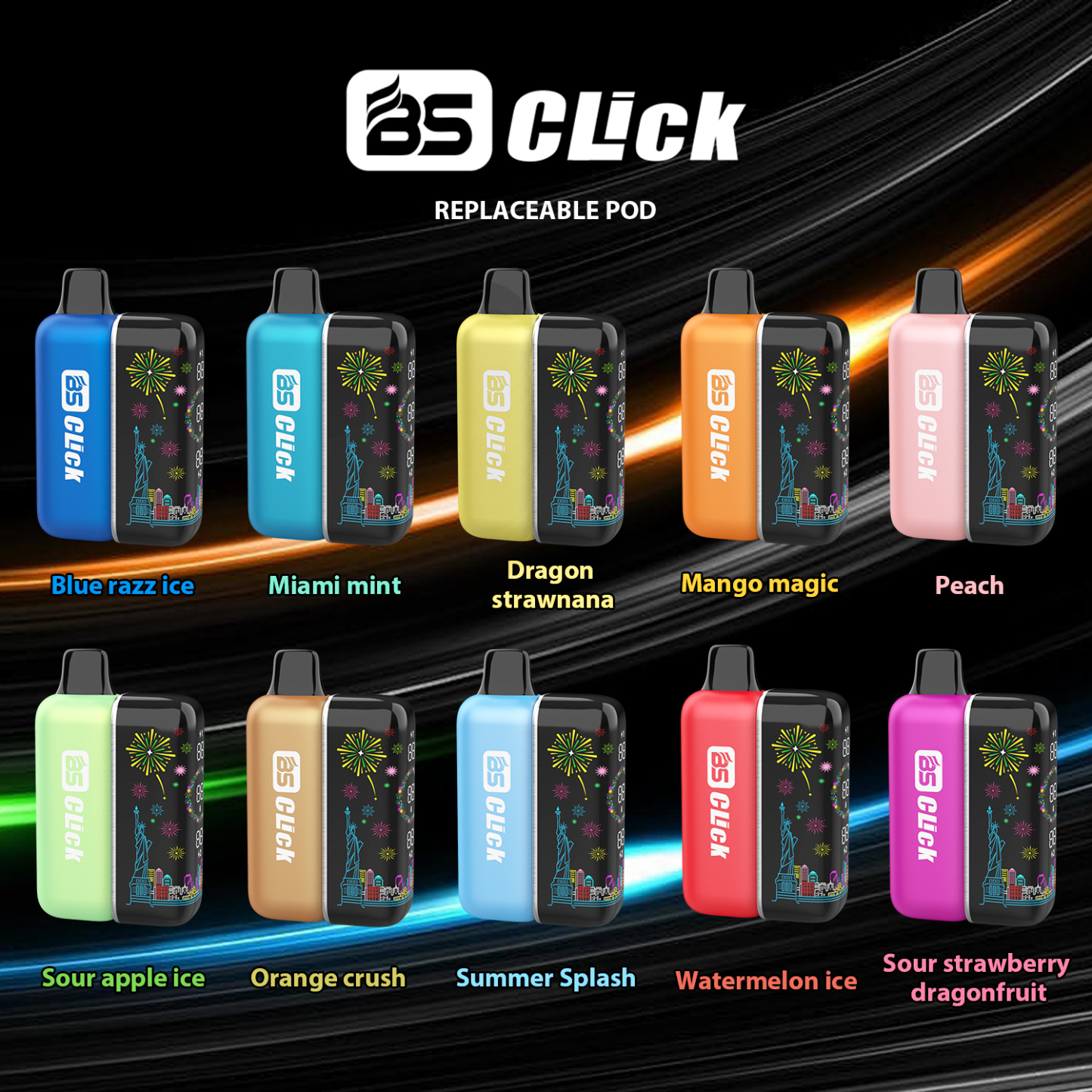 Breze Stiik BS Click Mesh Replacement Disposable Vape Pod with 20000 Puffs E-Cig Tank E-Cigarette Vape Pen 20K Vapor